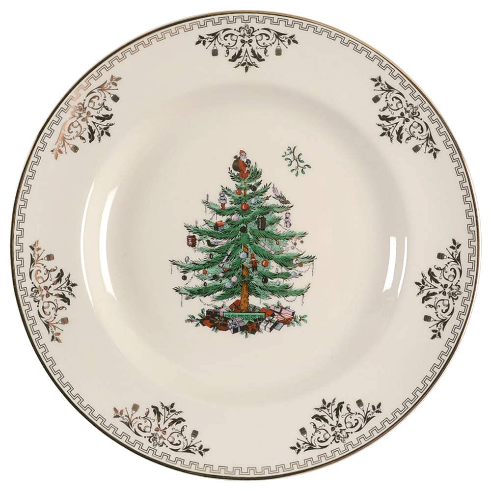Spode Christmas Tree Gold Dinner Plate  Dinner, Salad, Pasta, And Appetizer Plates 10 Inch  Christmas Dinnerware Made Of Fine Po