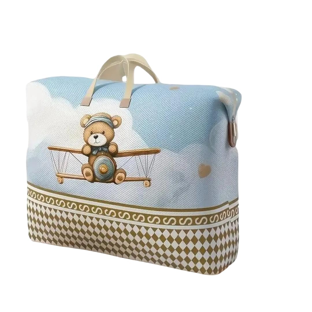 Kids Storage Organizer Bag Teddy Bear Print Foldable Fabric Storage Bin With Carry Handles  Multipurpose Clothes, Toys, Books, 