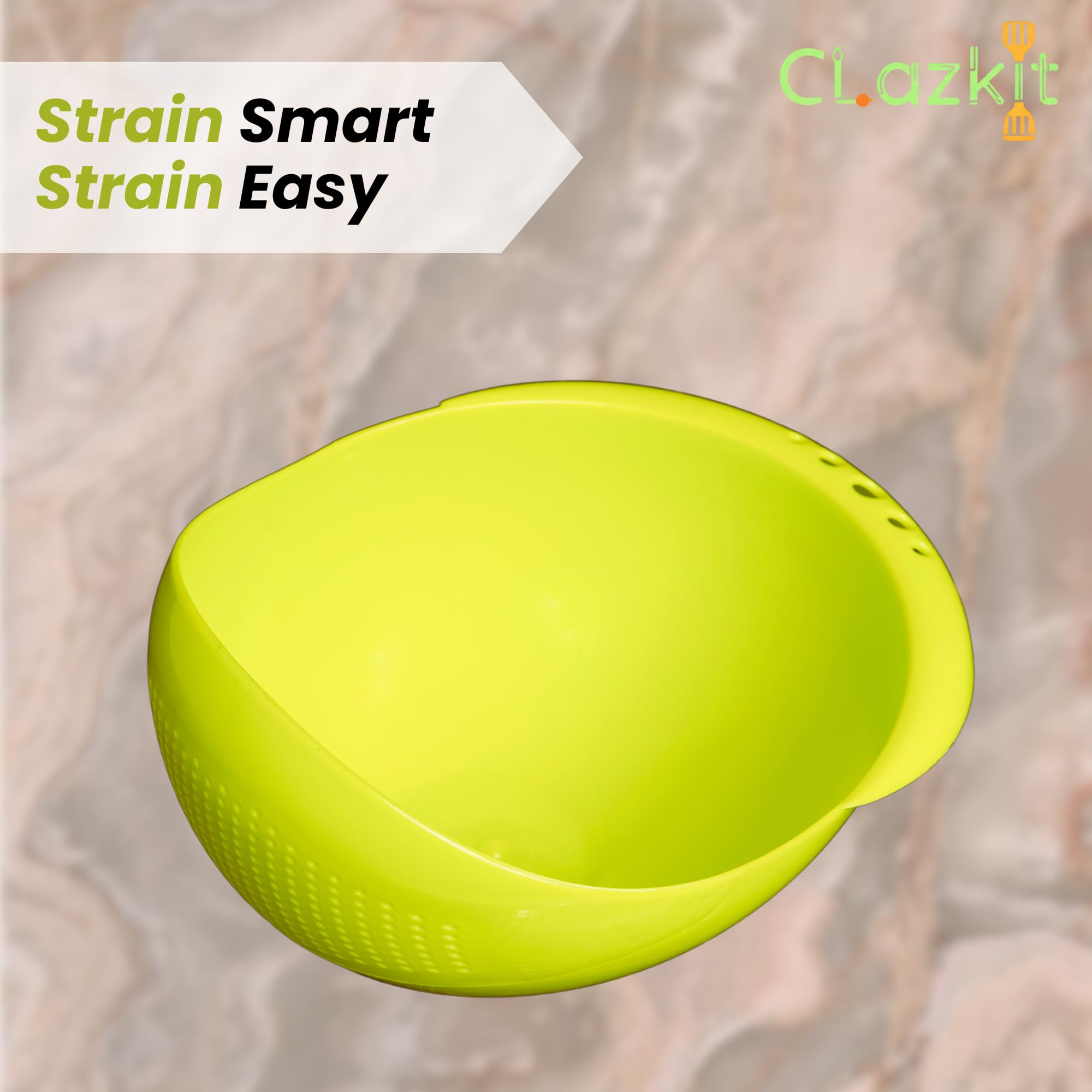 Clazkit Food Strainer Colander, Fruit Basket, Pasta Strainer, Vegetable Strainer, Kitchen Sieve, Washing Bowl, Unbreakable, (Col