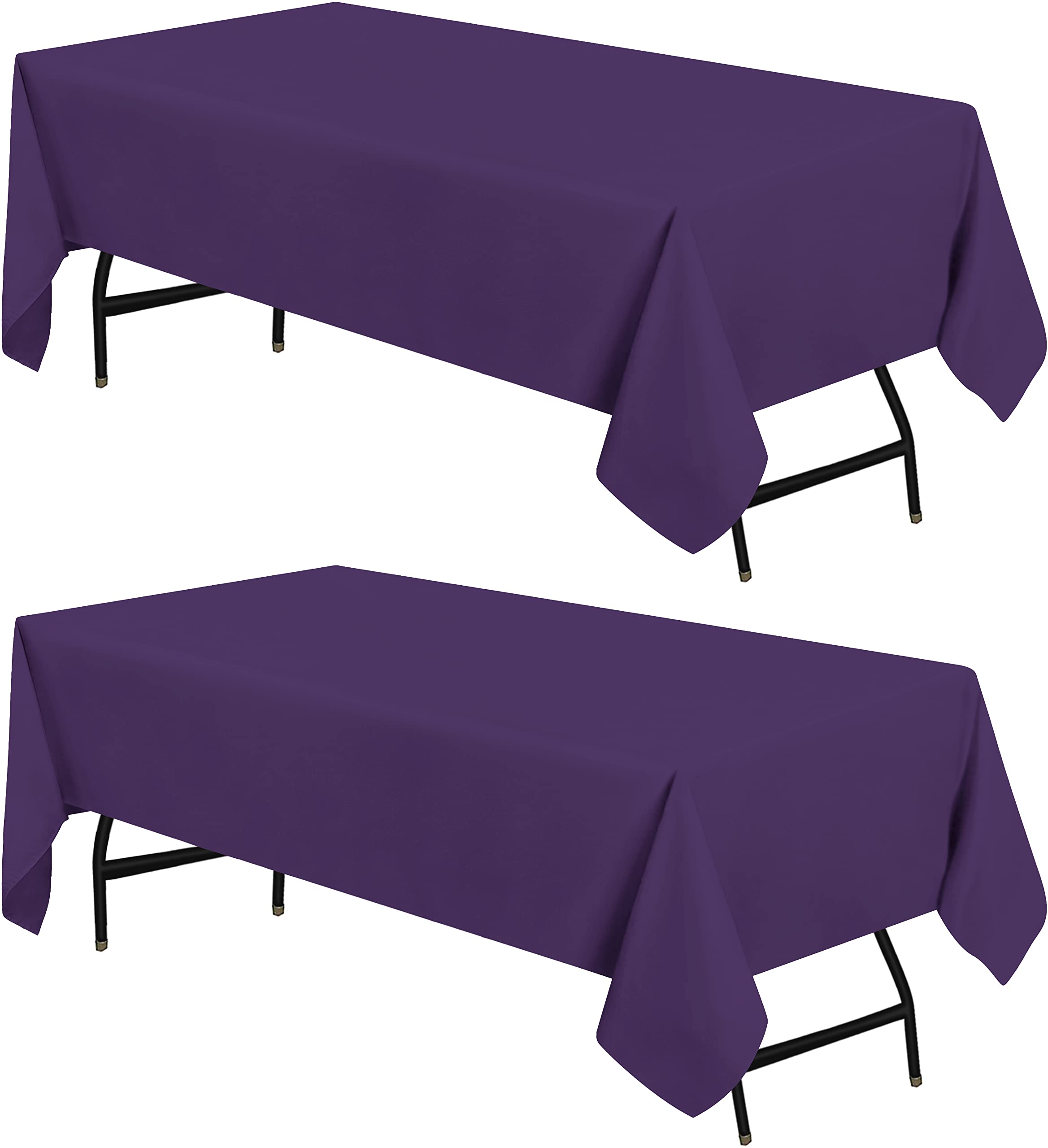 Utopia Kitchen Rectangle Table Cloth 2 Pack 60X102 Inches, Purple] Tablecloth Machine Washable Fabric Polyester Table Cover For