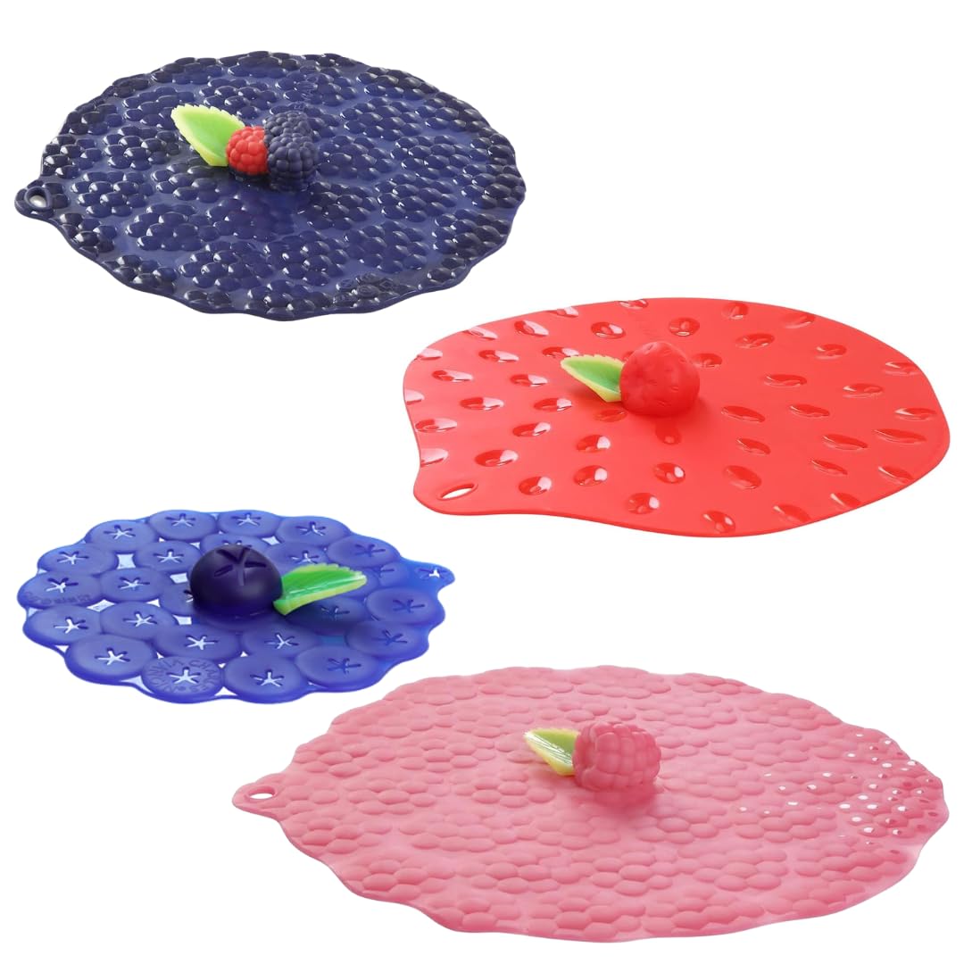 Charles Viancin - Berries Lid Gift-Box - Set Of 4 Silicone Lids For Food Storage And Cooking - 11''/28Cm + 9''/23Cm + 8''/20Cm +