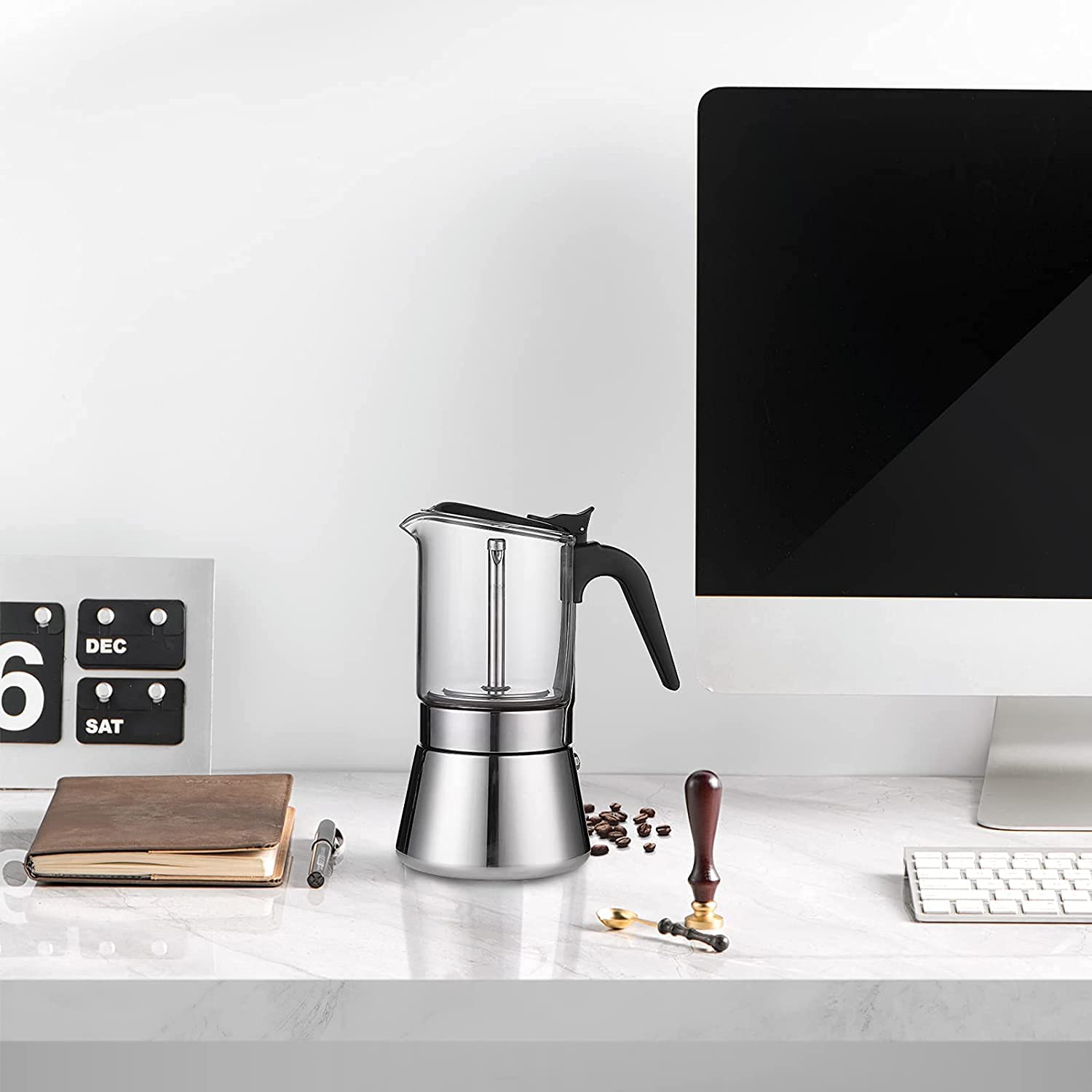 Cafe Jei Classic Stovetop Espresso Maker For Great Flavored Strong Espresso, 6 Espresso Cup Classic Italian Style Espresso Moka