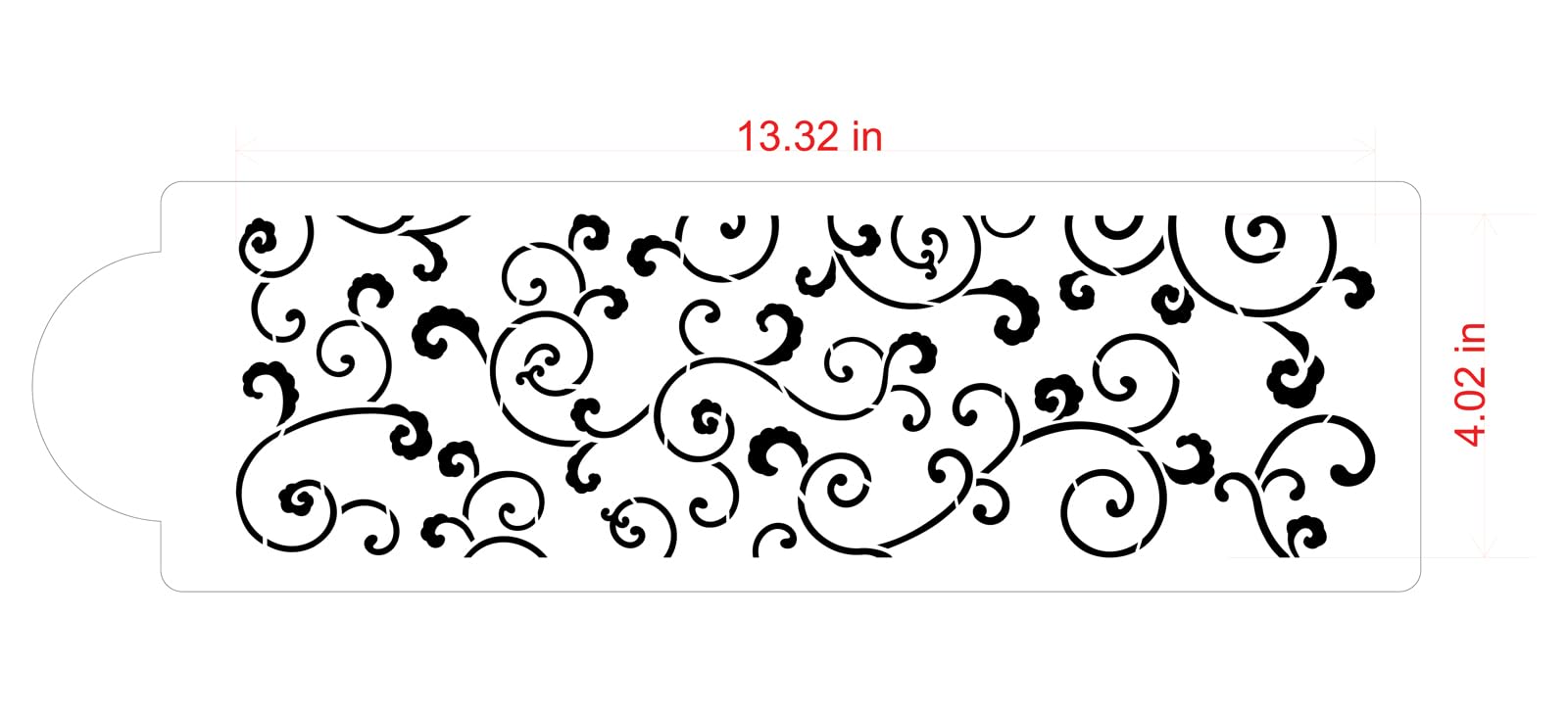 Designer Stencils Leafy Scroll Cake Stencil, Beige/Semi-Transparent