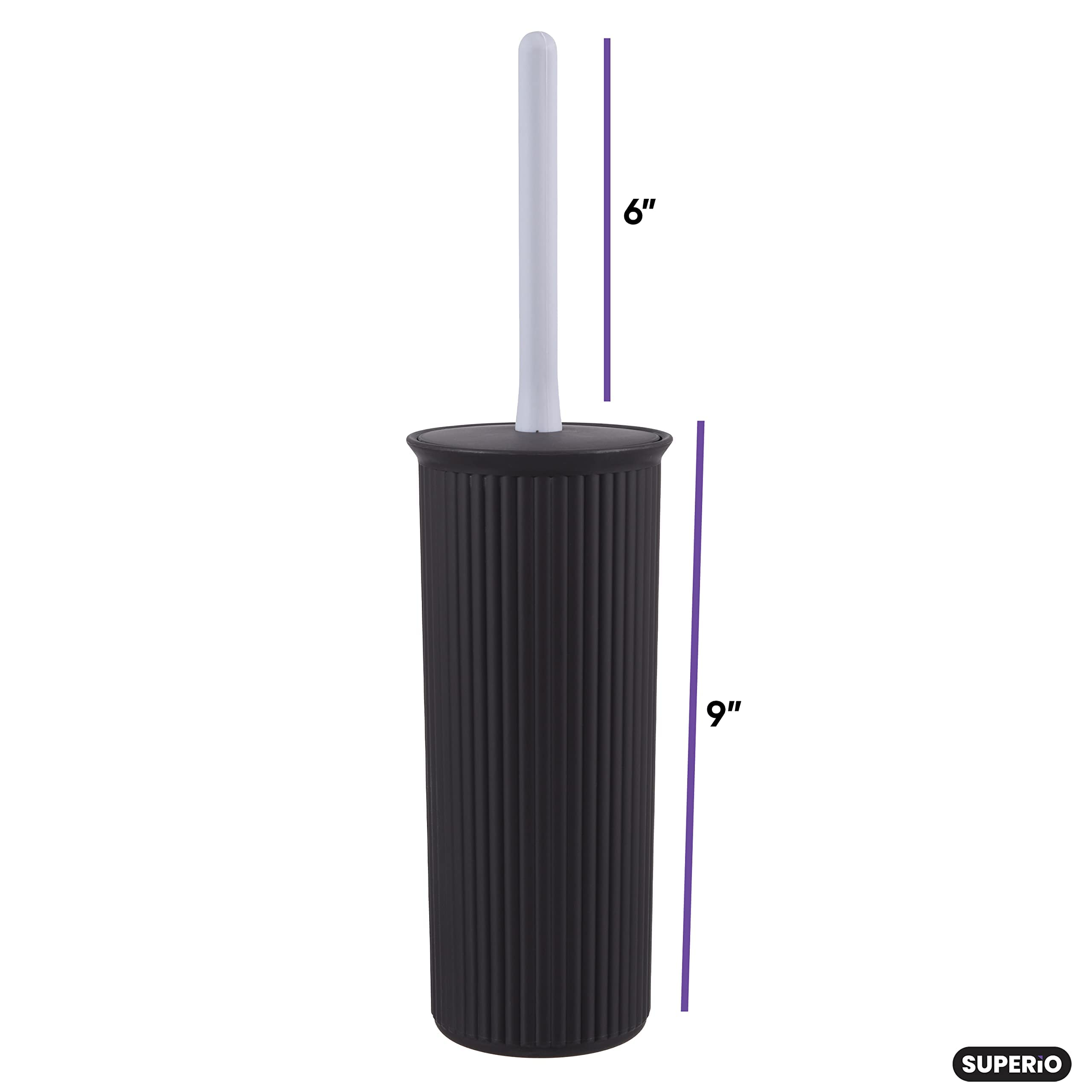 Superio Decorative Plastic Toilet Bowl Brush And Holder Set, Cleaner Scrubber For Bathroom (2, Brown)
