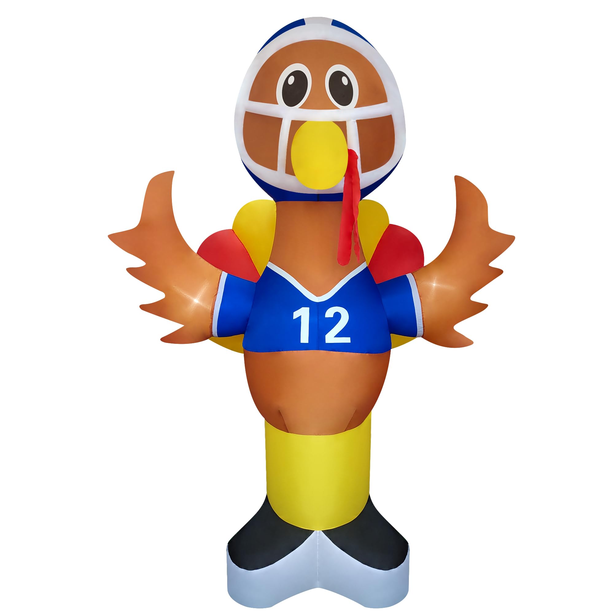eLUUGIE 8ft Football Thanksgiving lnflatable Turkey Outdoor Decorations Blow Up Yard Turkey with Built-in LEDs for Yard//Garden/