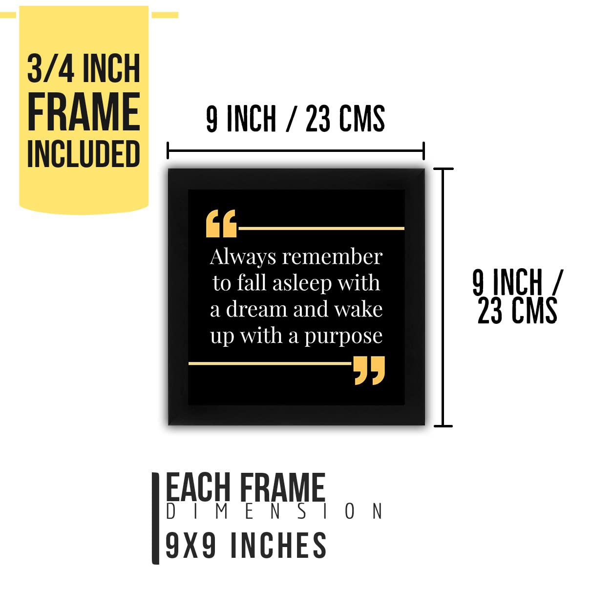 Interio Crafts Set of Motivational Quotes Framed Poster Office and Home Wall Decor, Set Of 4 Inspirational Quotes Posters, Frame