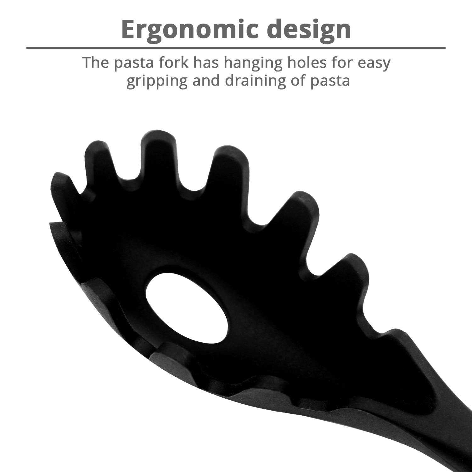 Kufung Silicone Pasta Fork (11.2''), High Heat Resistant To 480F, Food Grade Pasta Spoon, Bpa Free, Spaghetti Strainer & Server