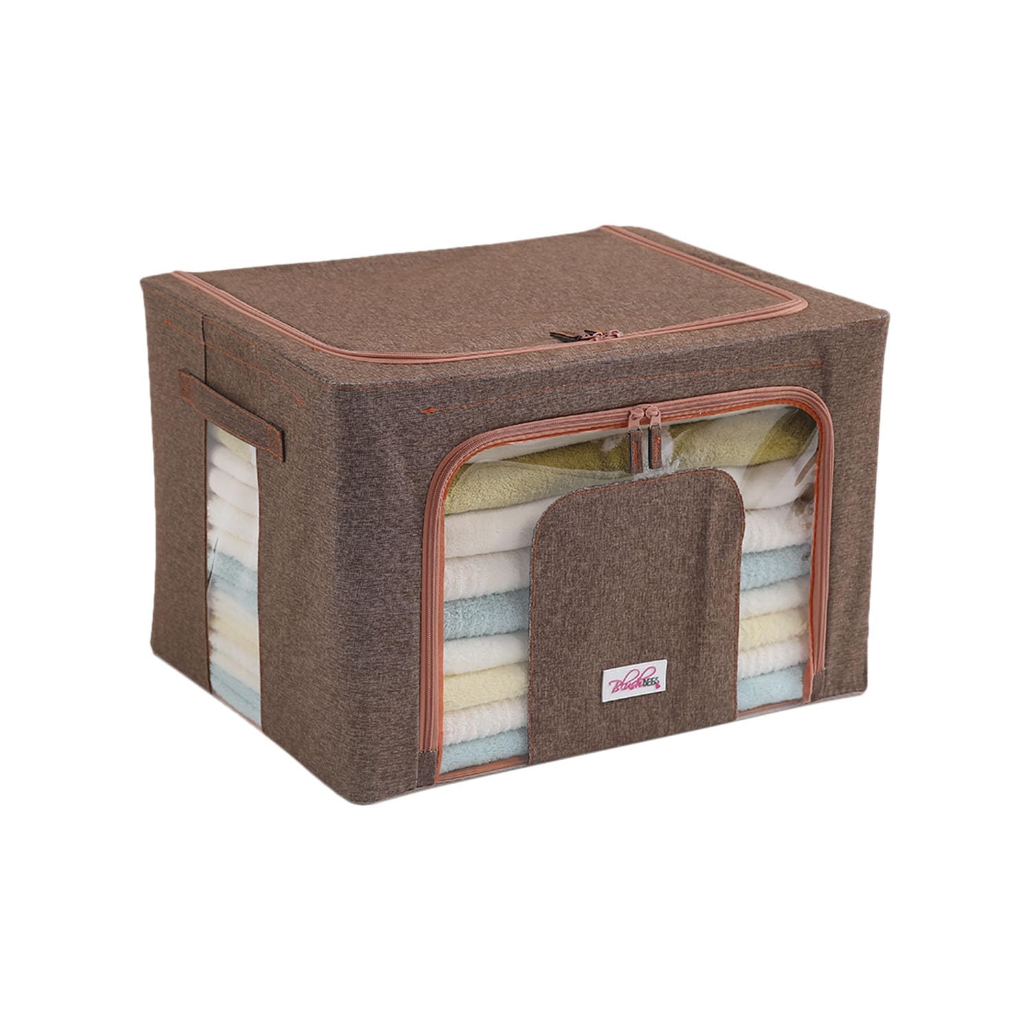 Blushbees Living Box  600D Oxford Fabric Wardrobe Organizer, Cloth Storage Bags With Zip  66 Litre, Pack Of 1, English Brown