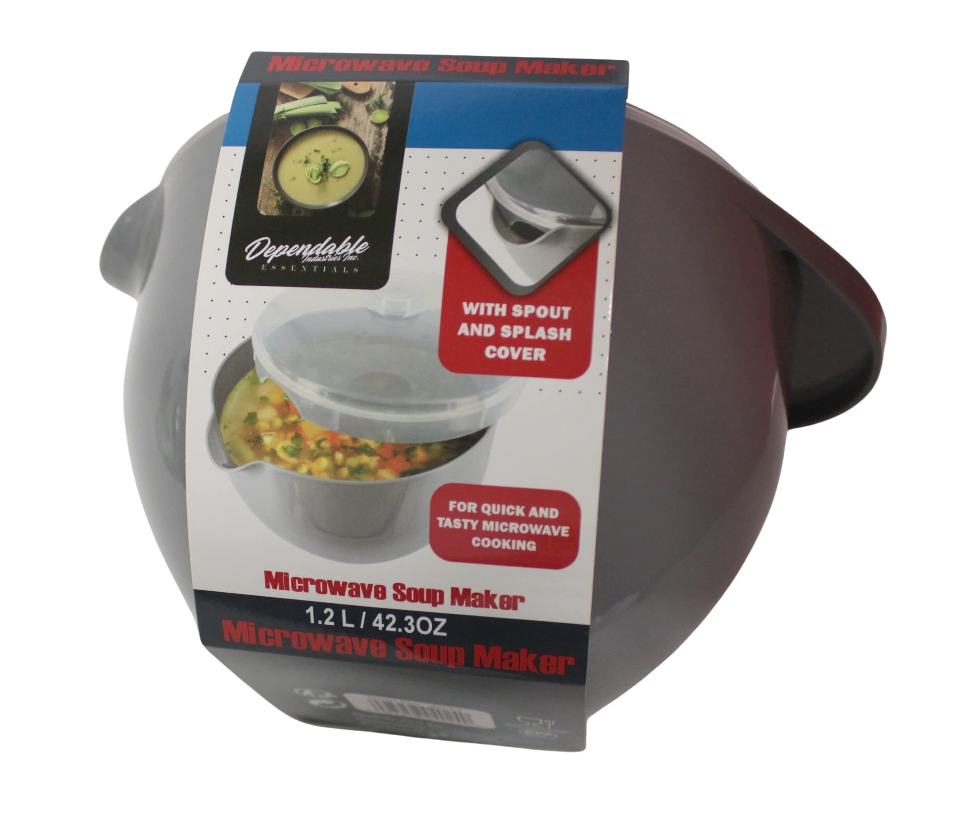 Dependable Industries Inc. Essentials Microwave Soup And Stew Maker Microwave Bowl With Spout And Splash Cover Cook Meals In Min