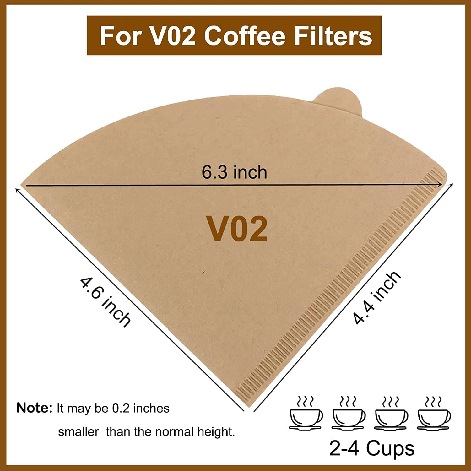 Coffee Filters, Size 02 Cone Filters, Disposable Natural Paper Filters 2-4 Cup, 2 Cone For Pour Over And Drip Coffee Maker (Unbl