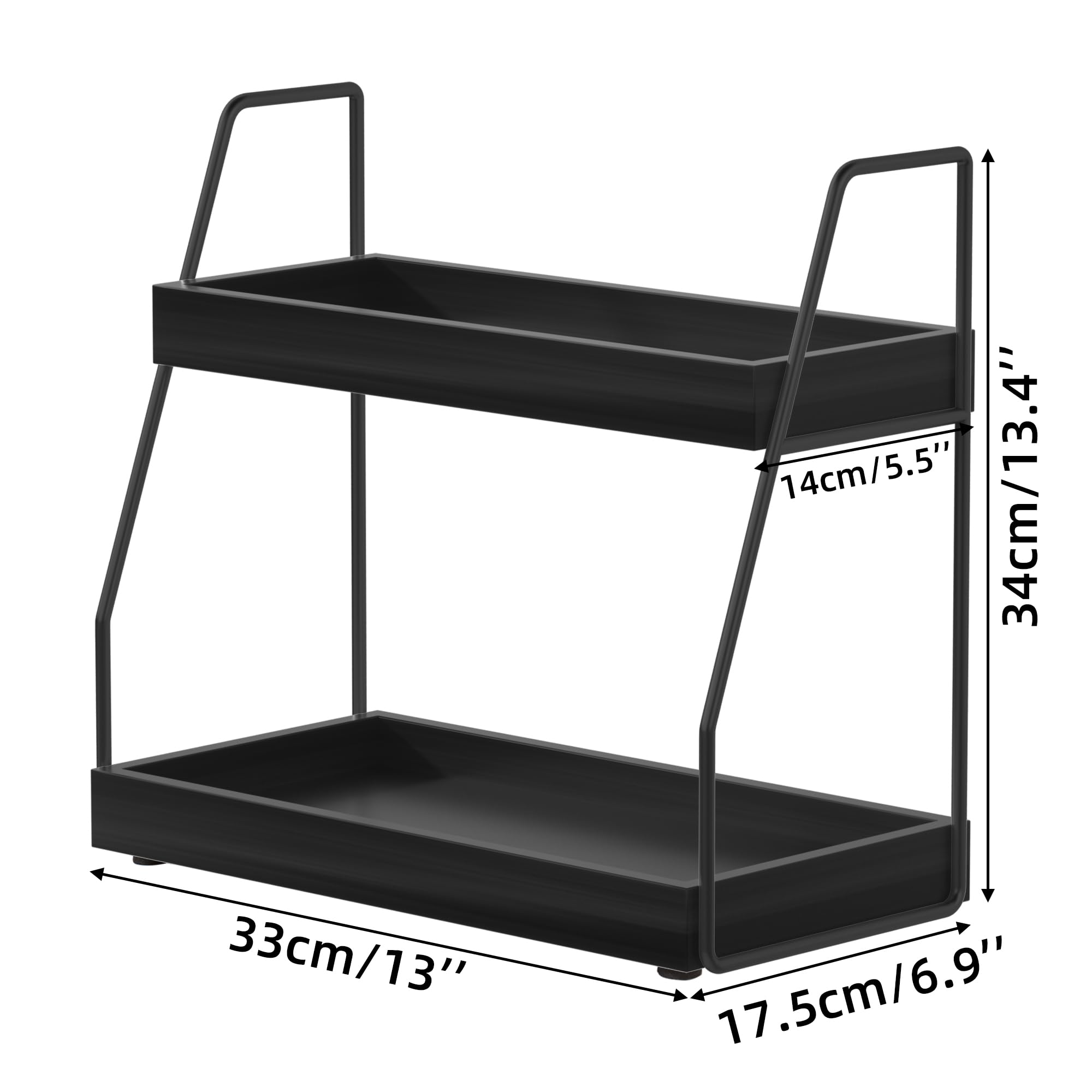 Zgo 2-Tier Bathroom Counter Organizer, Wood Bathroom Organizer Countertop Vanity Organizer Bathroom Tray, Kitchen Spice Rack Cou