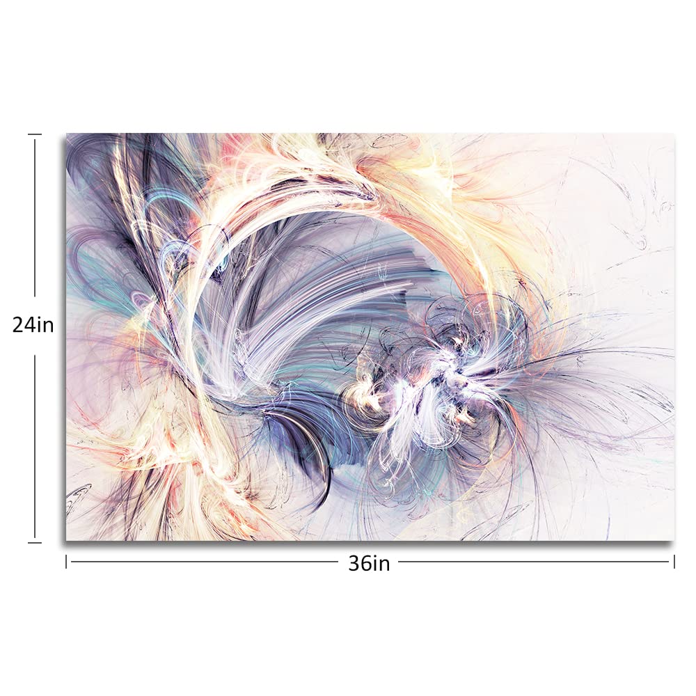 Canvas Wall Art Abstract Blue Purple and Orange Fantasy Colorful Graffiti on White Background Art Painting Prints Modern Artwork Decor for Living Room Bedroom Kitchen 36x24in