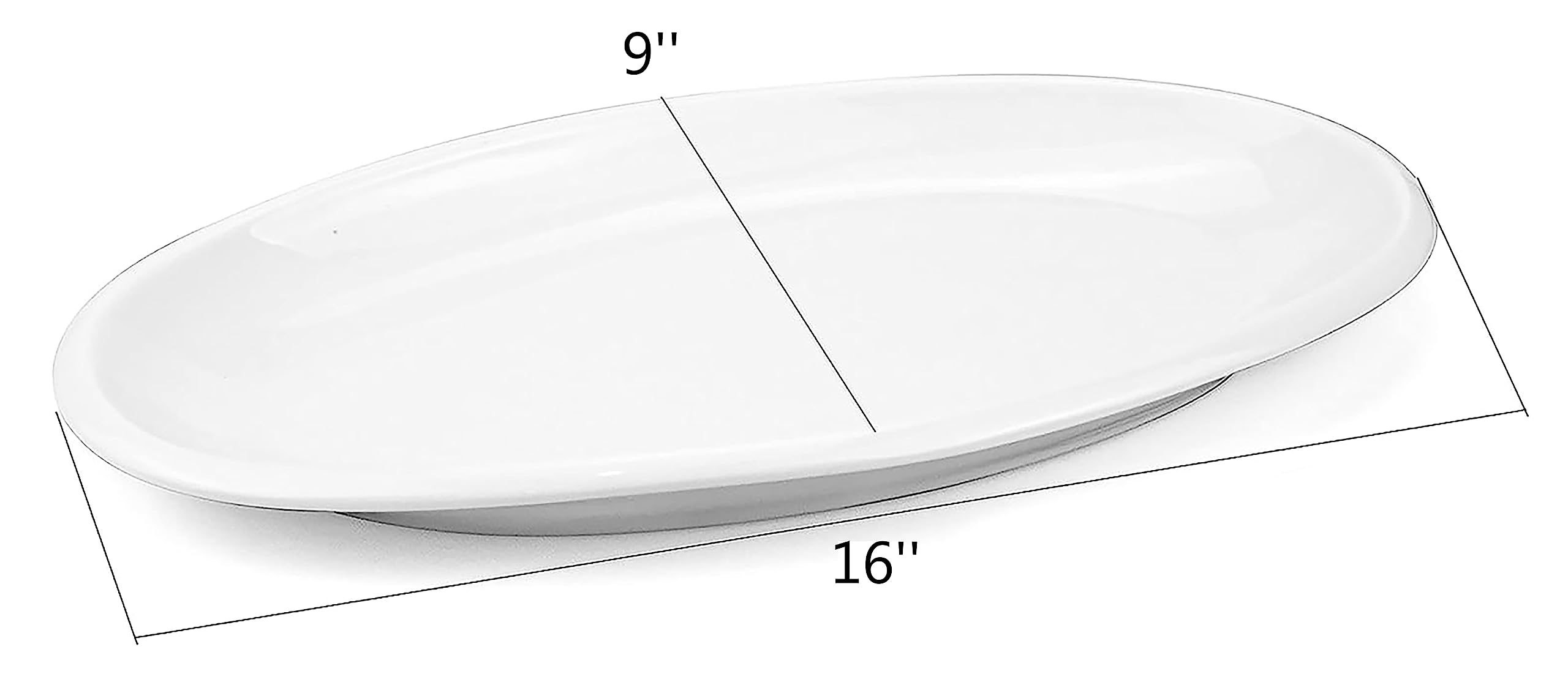 Yesland 2 Pack 16'' Porcelain Large Oval Serving Plates, White Oval Serving Platters Dishes For Serving Food, Appetizers, Desser