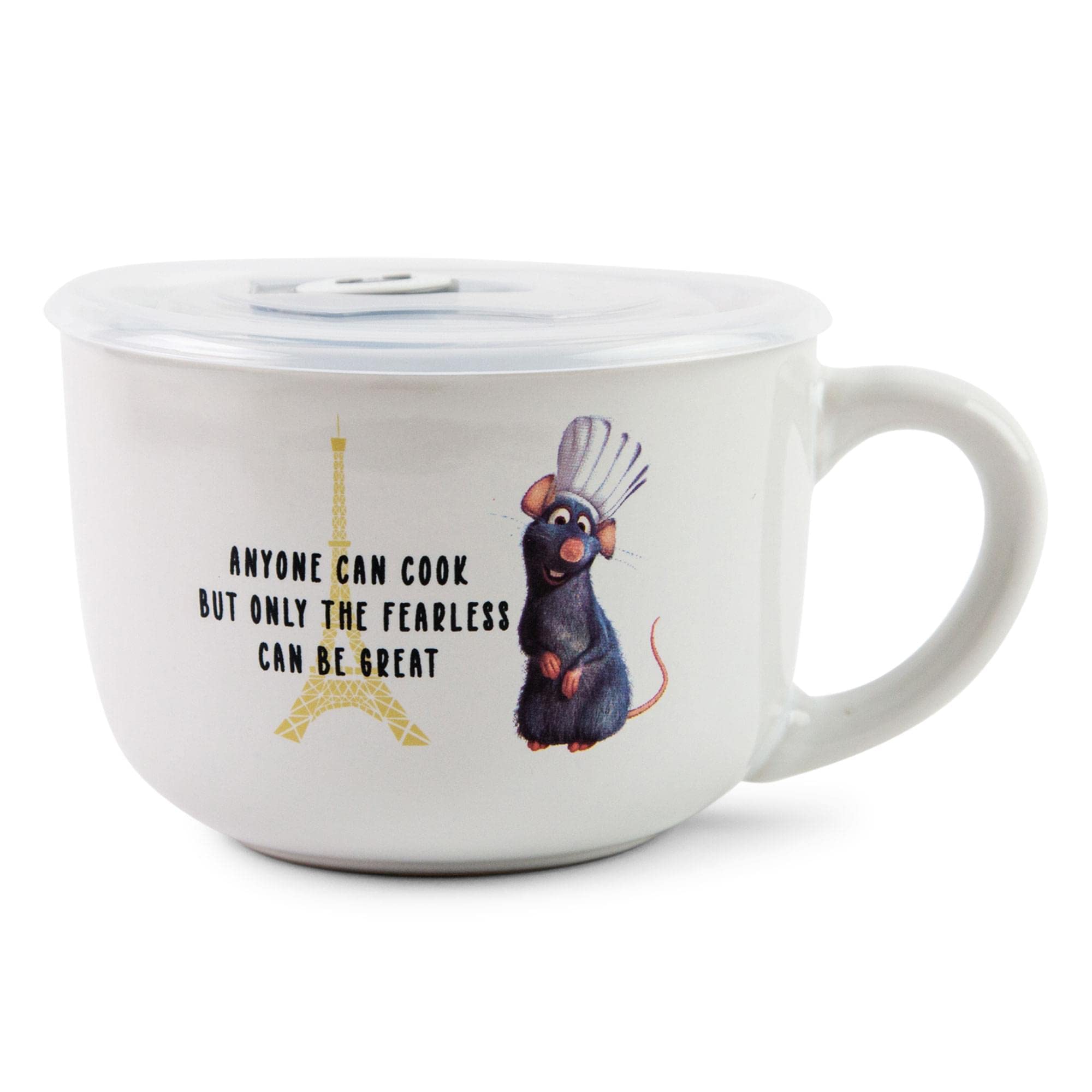 Disney Pixar Ratatouille Anyone Can Cook Ceramic Soup Mug With Lid  24 Ounces