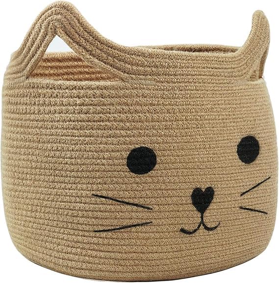 Sanwalsa [Pack Of15X11 Inch, Rectangle, Beige] Handwoven Jute Cotton Basket | EcoFriendly Multipurpose Laundry Storage Organiz