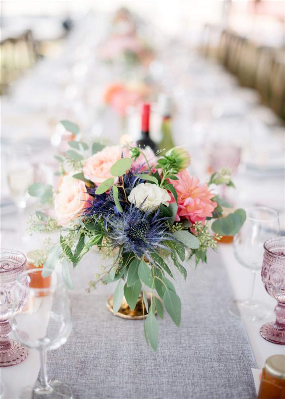 Natural Jute Table Runner Burlap Table Rolls Runner Party Table Chair Sashes Gray Rectangular Rustic Wedding Decoration 12X84Inc