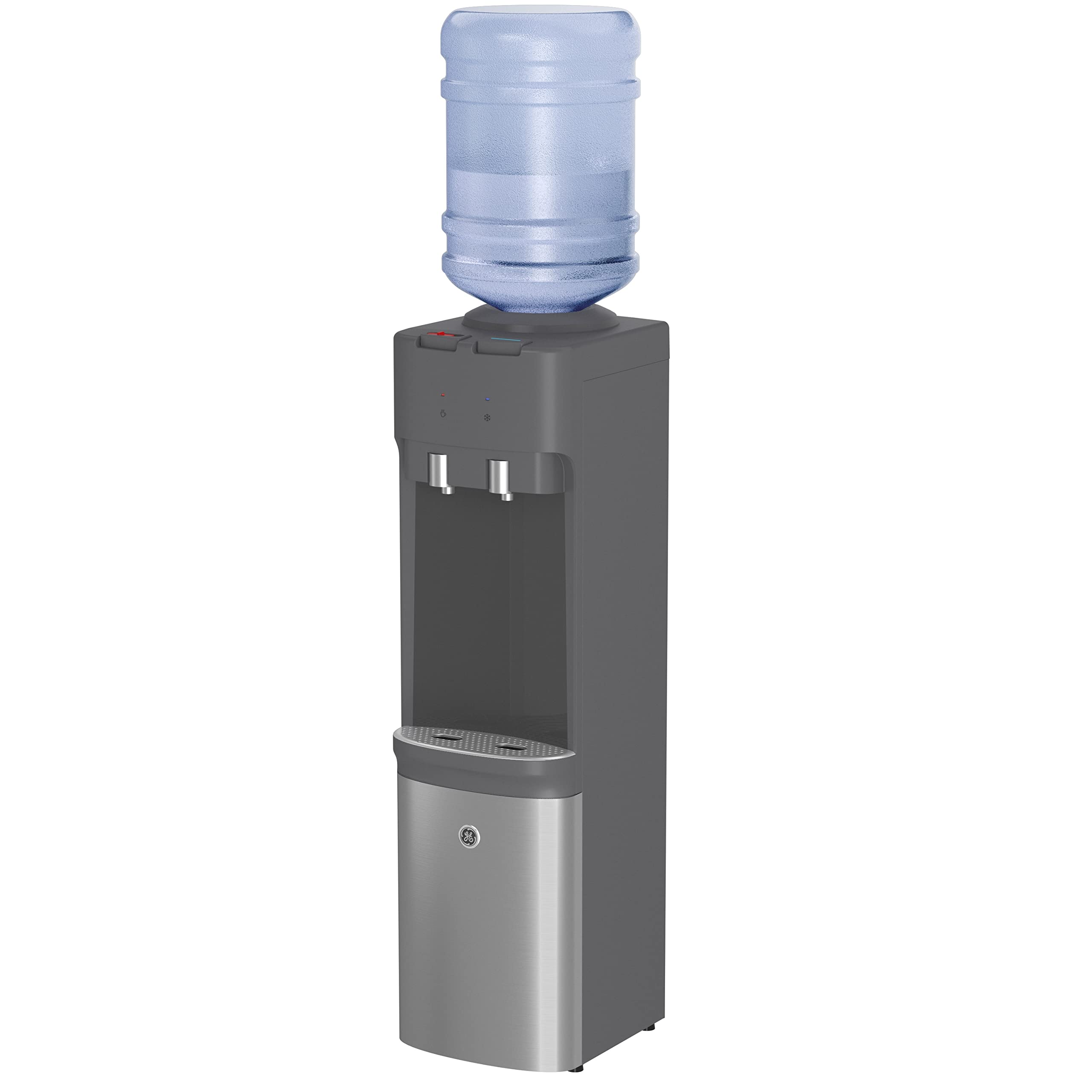 GE Top-Loading Hot and Cold Water Dispenser | 5 Gallon Water Cooler for Home or Office | 2 Temperature Settings | Taller 13 Disp