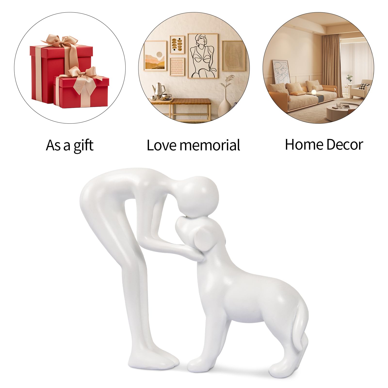 FriyGardcn Dog Sculpture Home Decor Cute Man and Dog Statue Decoration for Office?Living Room?Bedroom?Home