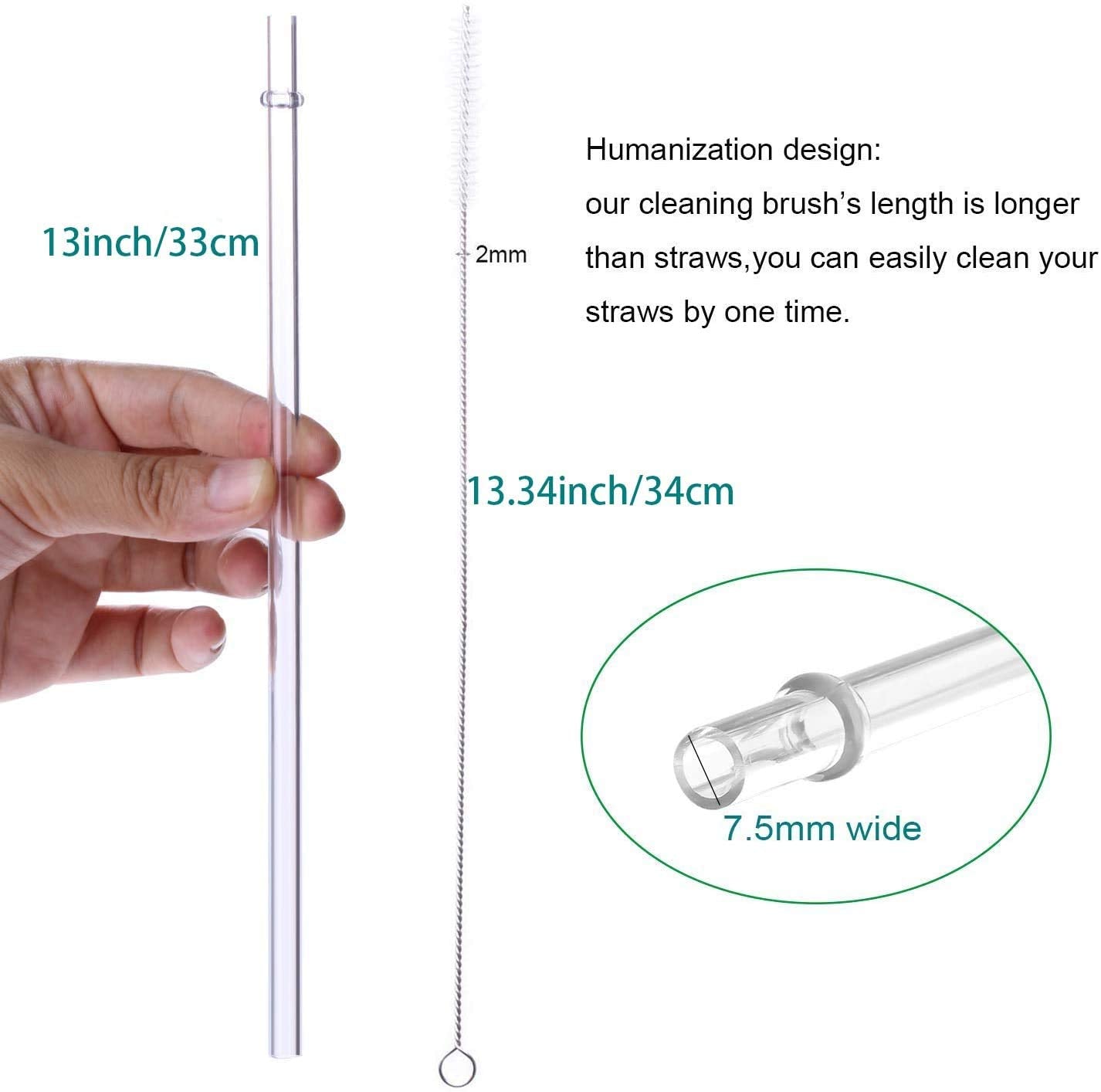 Dakoufish 13'' Long Reusable Tritan Replacement Drinking Straws For 40 Oz,30 Oz & 24 Oz Mason Jar,Tumblers, Set Of 12 With Clean