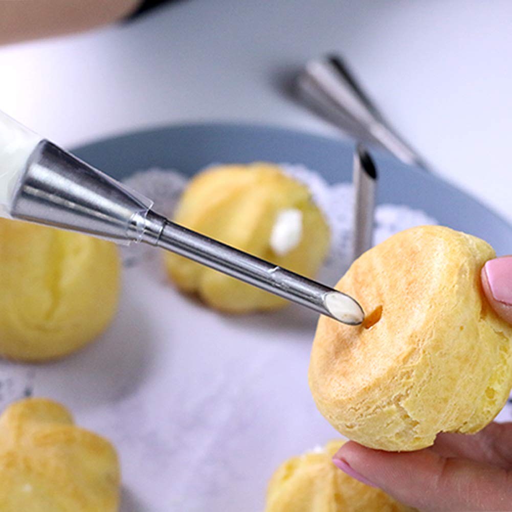 Akoak 2 Pcs Puff Cream Nozzle 304 Stainless Steel Pastry Baking Diy Tools