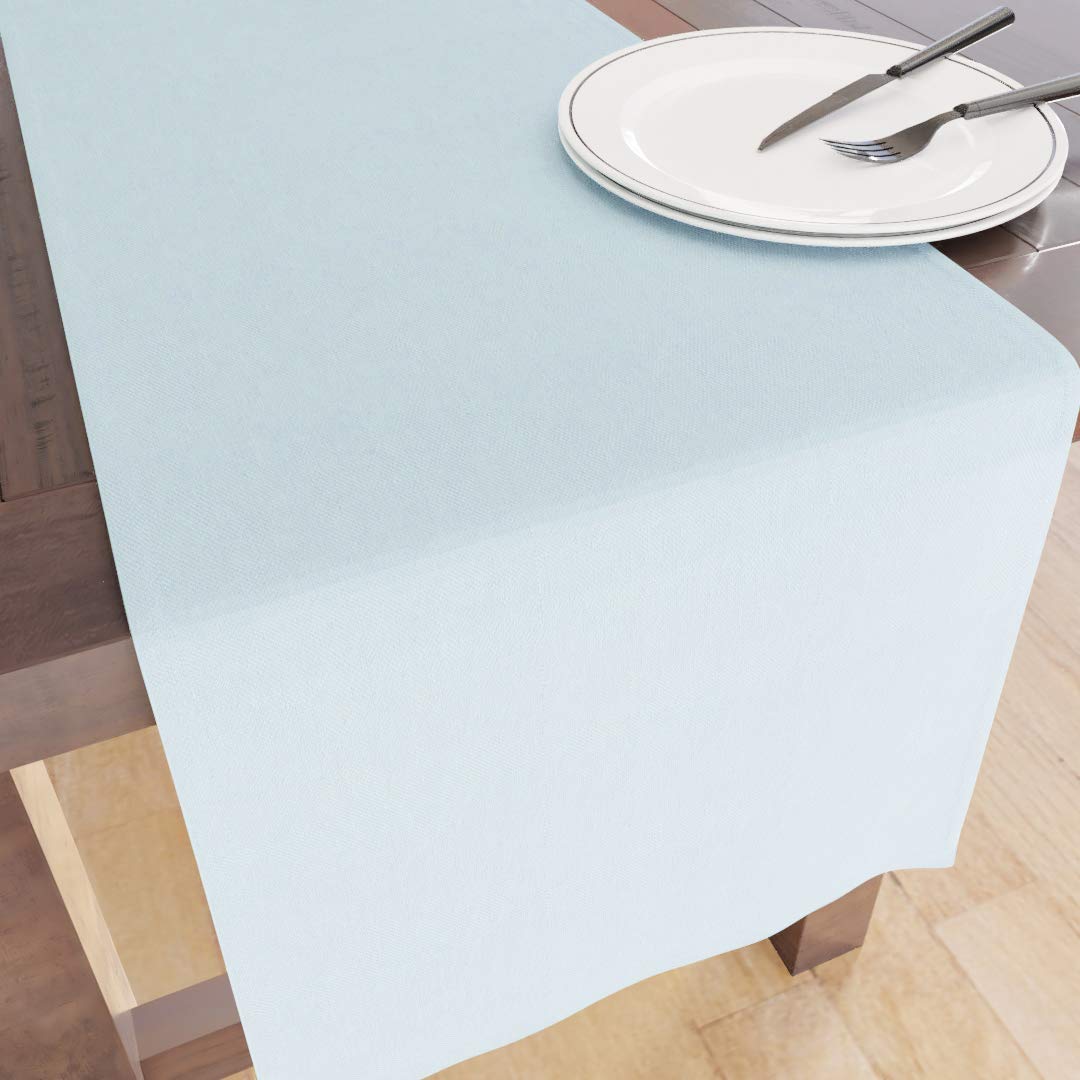 Encasa Homes Table Runner For 6 Seater Dining - Ice Blue - Large 13''X72'', 100% Cotton Plain Dyed Solid Colours Decorative Clot