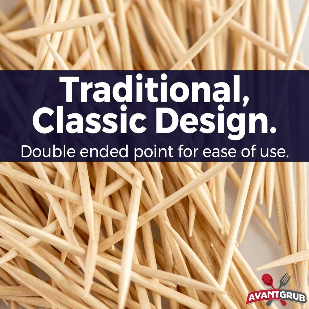 Avant Grub'S Bulk Toothpick 800 Pack. Restaurant-Grade, Classic Tooth Pick Set In Reclosable Box. Made To Be Precisely Straight