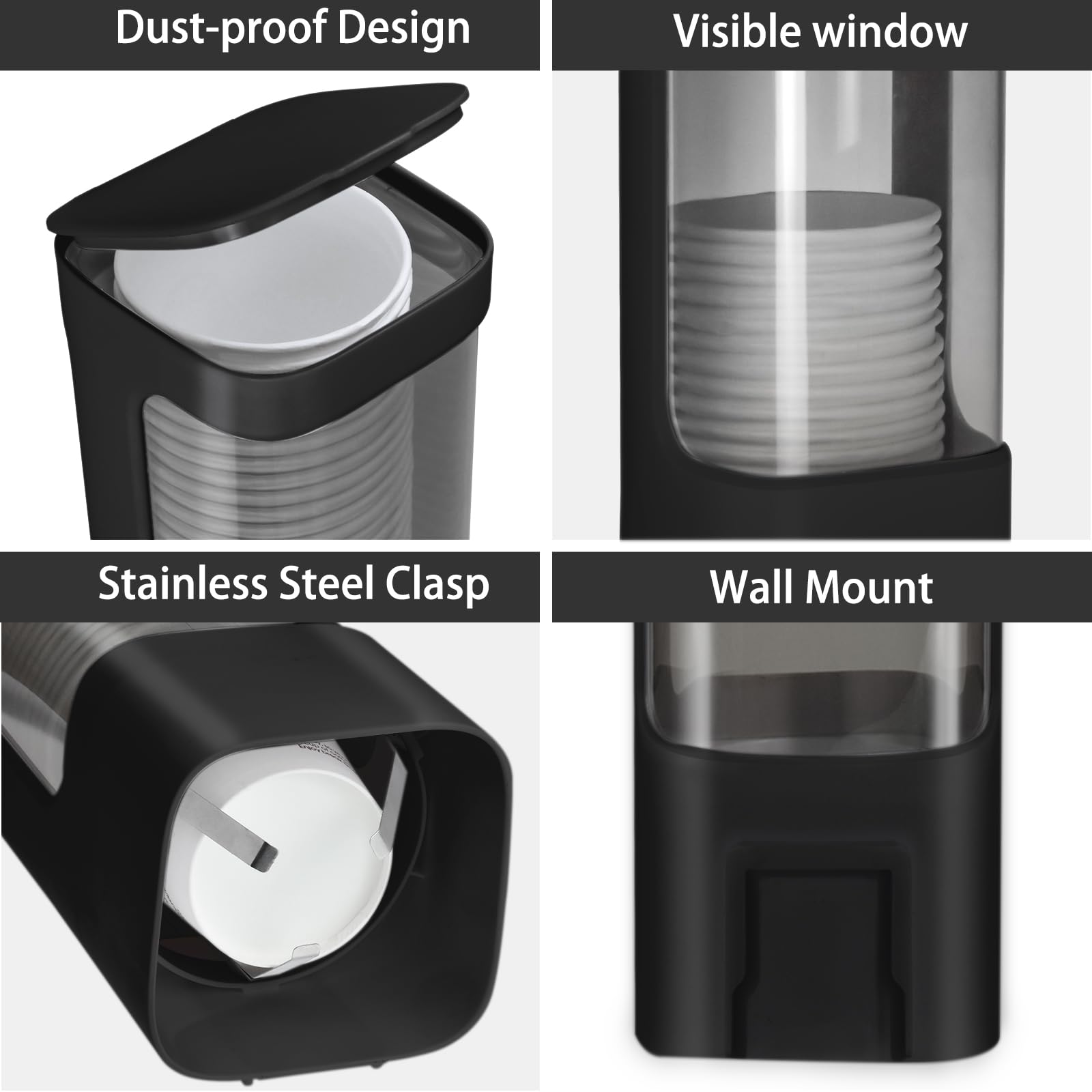 Eofjruc Wall Mount Paper Cup Dispenser, Pull Type Cup Holder Fit 3Oz - 5Oz Disposable Small Cups, Bathroom Cup Dispenser For Hom