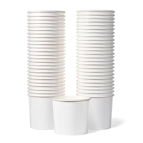 MATICAN Paper Ice Cream Cups - 50-Count 11-Oz Disposable Dessert Bowls for Hot or Cold Food  11-Ounce Party Supplies Treat Cups for Sundae  Frozen Yogurt  Soup  White