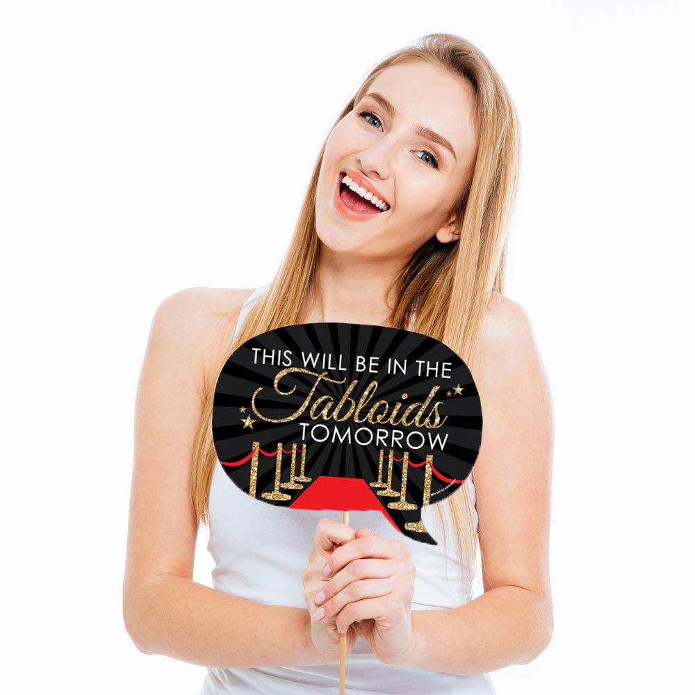 Big Dot Of Happiness Funny Red Carpet Hollywood - Movie Night Party Photo Booth Props Kit - Photobooth Props Funny - Props For P