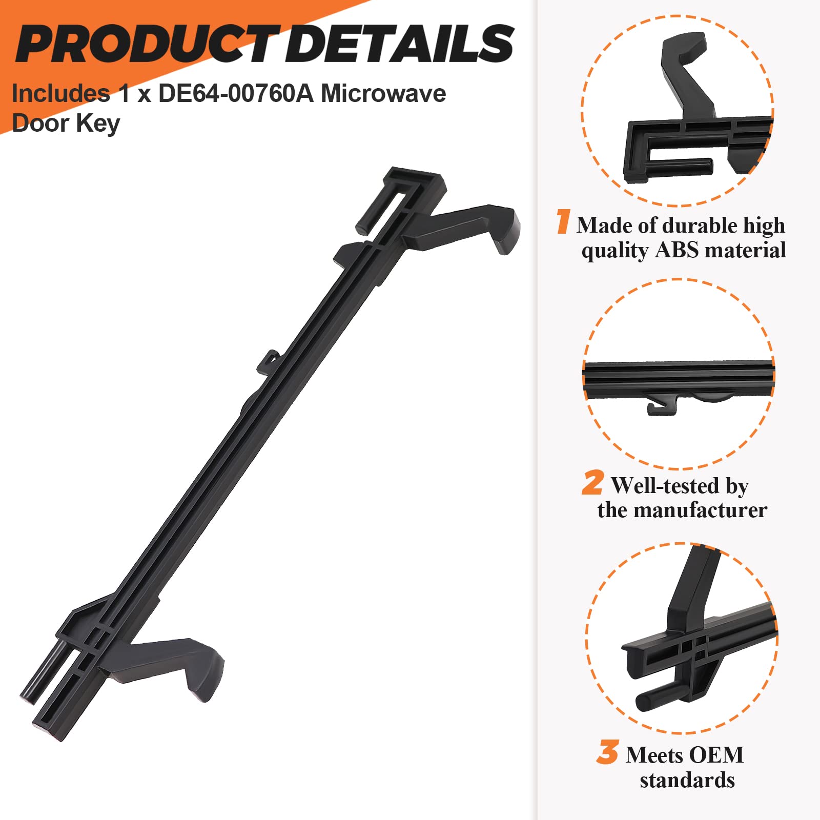 De64-00760A Door Hook Latch Key 2024 Upgrade Fit For Samsung Microwave - Replace De64-01308A,Ps4229162,Ap4224485,1557593 - De64-