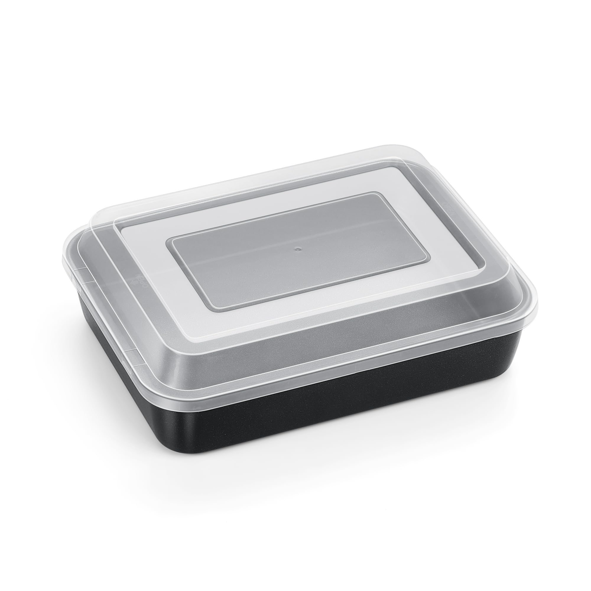 Teamfar Baking Pan With Lid, 9.4 Inch Stainless Steel Lasagna Pan With Black Non-Stick Coating, Roasting Baking Rectangle Cake P
