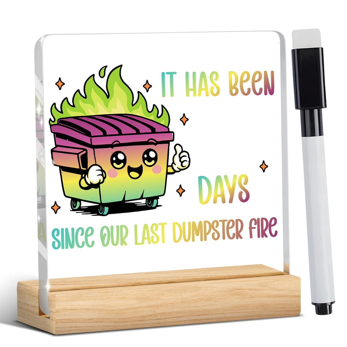 Funny Office Decor Dumpster Fire Desk Accessories Funny Office Gifts It Has Been Days DIY Acrylic Sign for Home Bedroom Living R