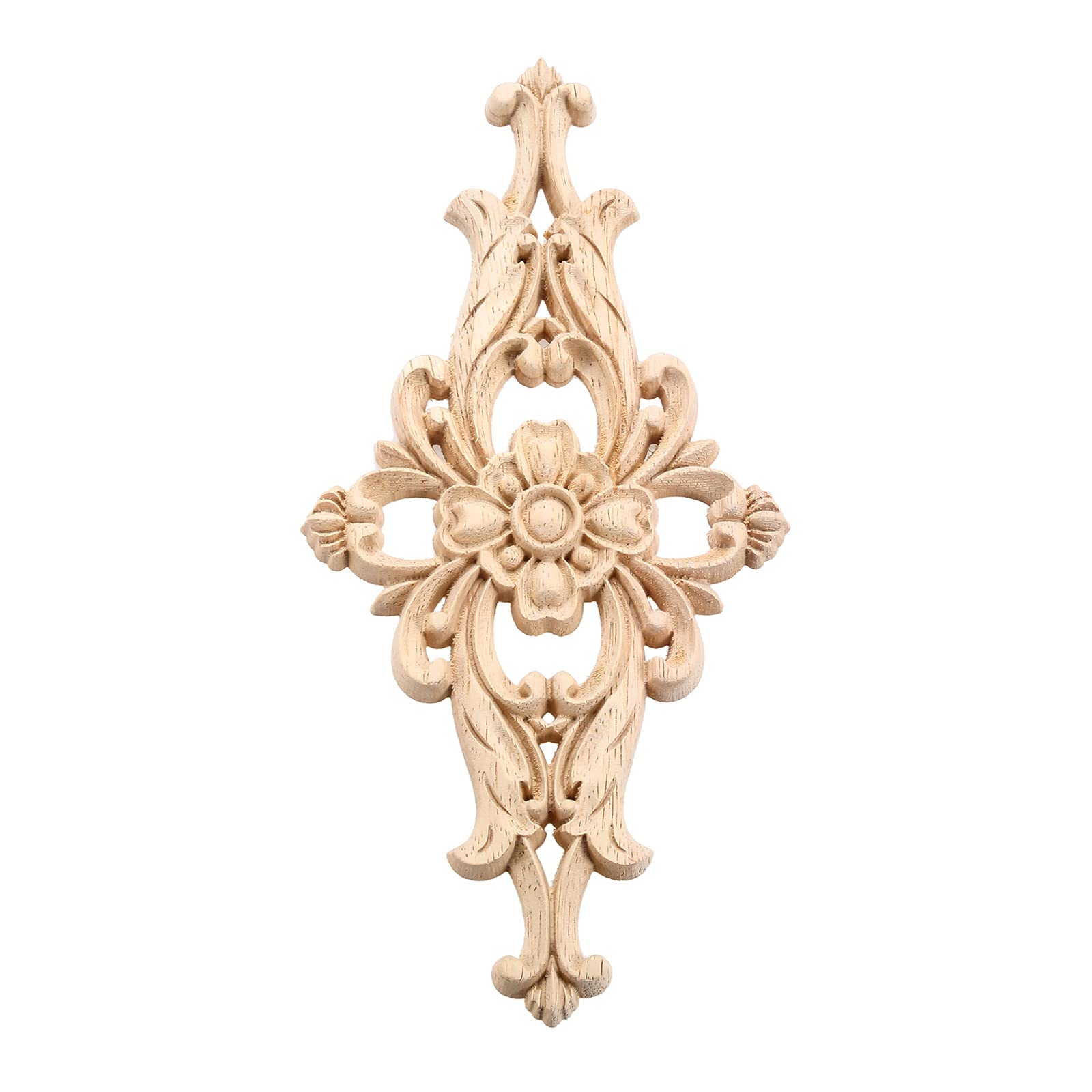 Muxsam Wood-Carved Furniture Appliques Onlays, 2-Pack Unpainted Center Carving Decal For Door Wall Ceiling Cabinet Dresser Decor