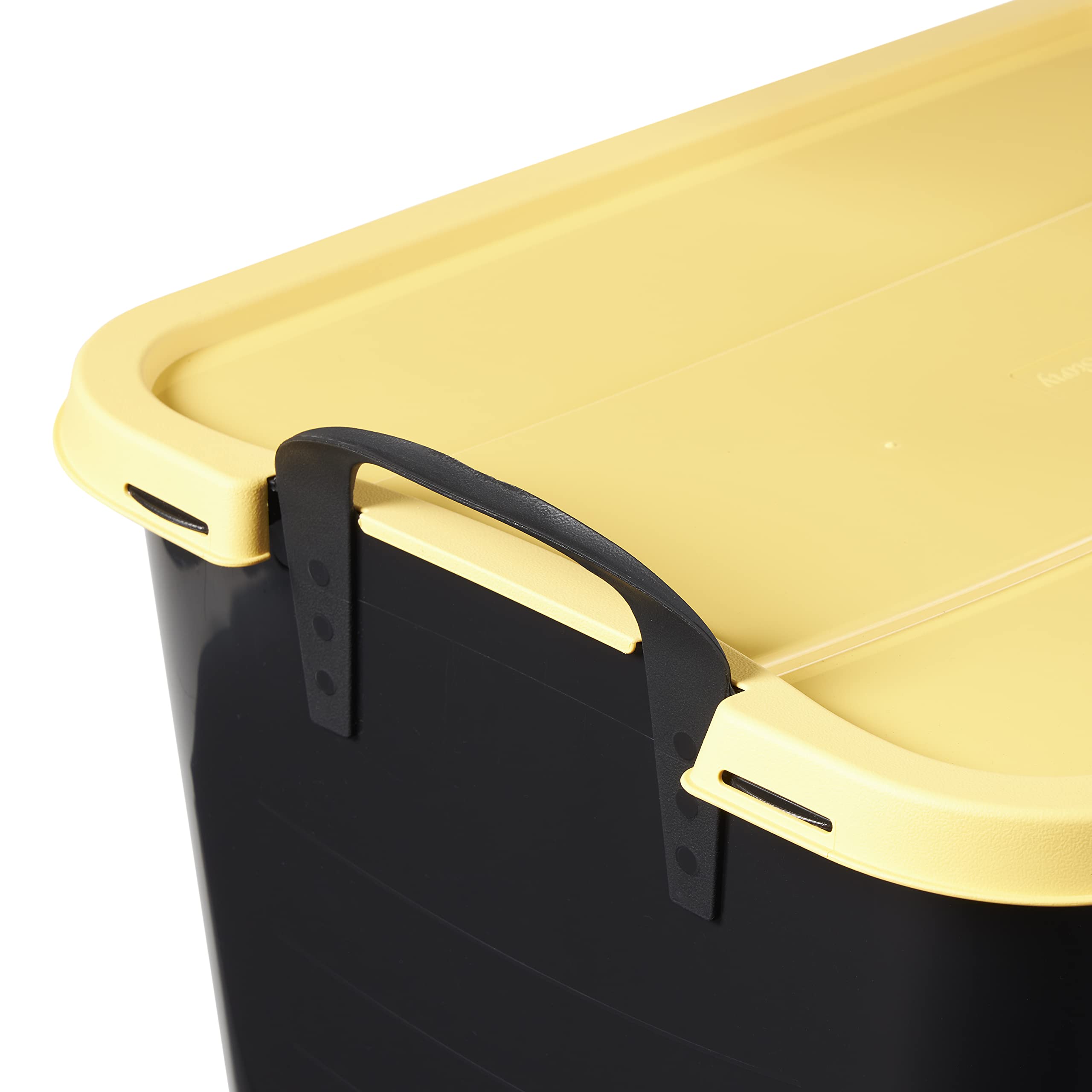 Life Story 55 Quart Plastic Stackable Storage Unit Bin with Lid and Handles for Home Garage Organization  Black and Yellow (6 Pack)