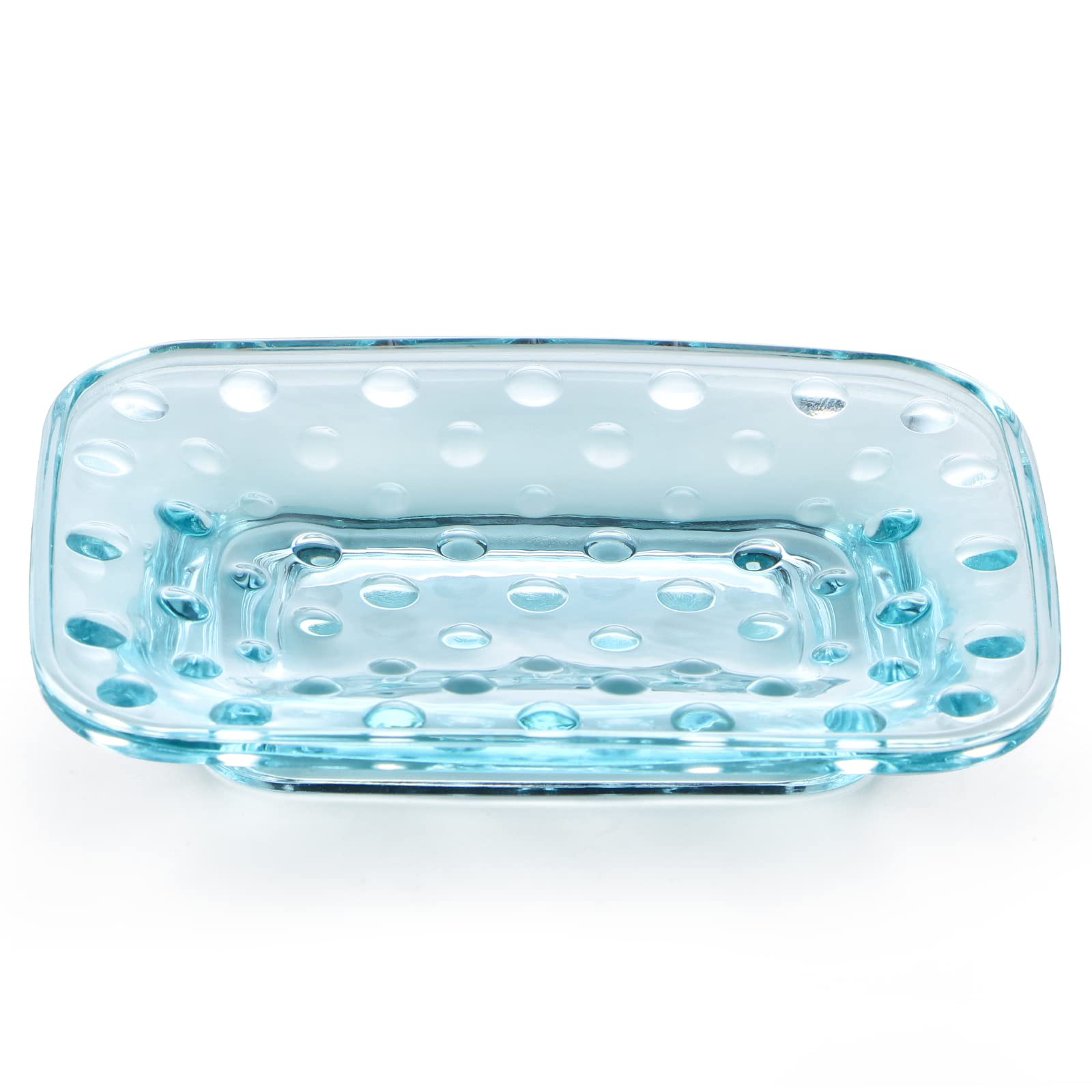 Mdluu 2-Pack Glass Bar Soap Dish, Embossed Bar Soap Holder, Decorative Soap Saver Tray For Shower, Bathtub, Bathroom Sink, Kitch