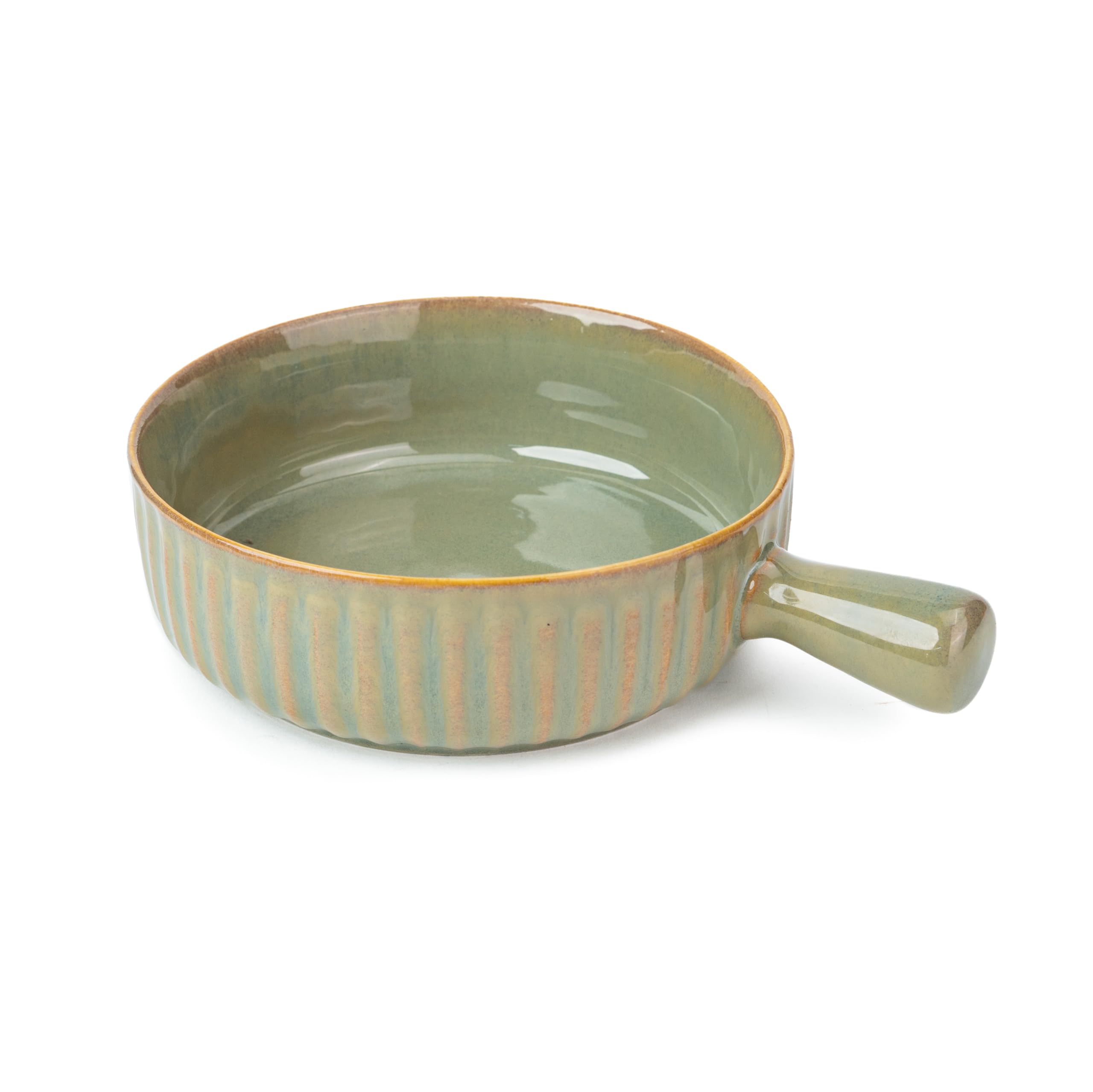 Shay Ceramic Pasta Bowl Set, 17Cm, 1 Piece, Pista | Glossy Finish | Porcelain Ceramic Serving Bowl | Serving Bowl With Handle (H