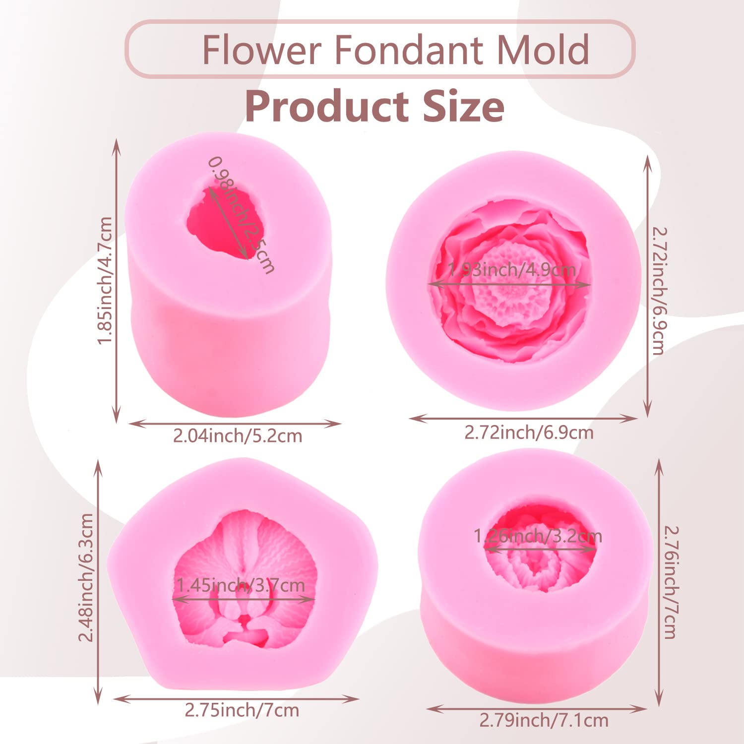 Miyahouse 3D Flower Silicone Molds Orchid Peony Tulip Poppy Flower Fondant Mold For Soap Making Chocolate Candy Polymer Clay Gum