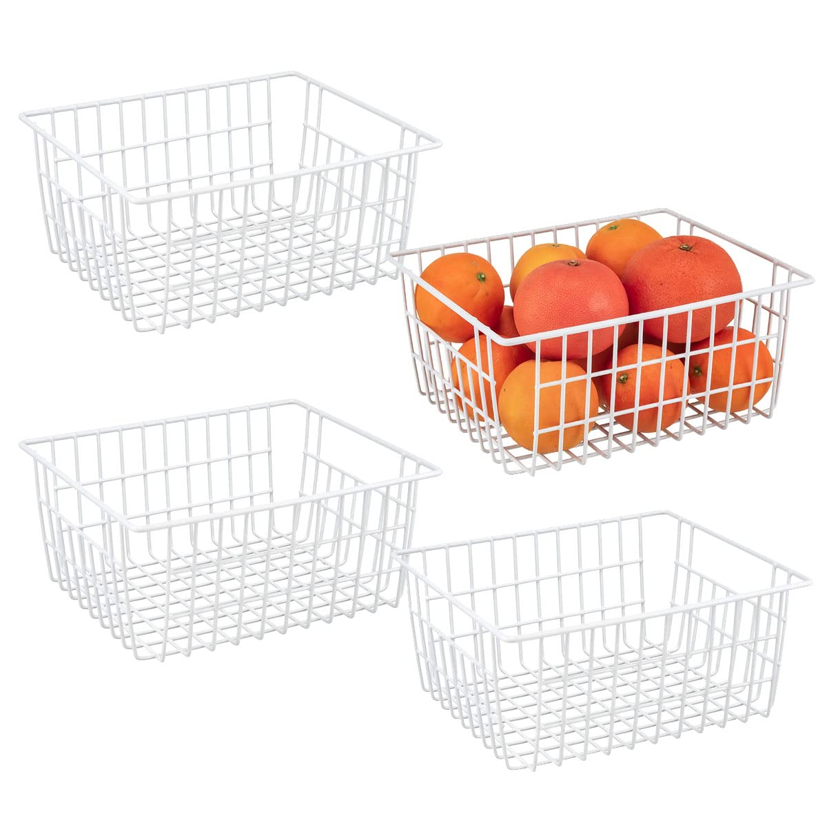 Losyhu 4 Pack White Wire Baskets For Organizing Office Wire Storage Baskets Wire Baskets White Metal Storage Baskets For Pantry