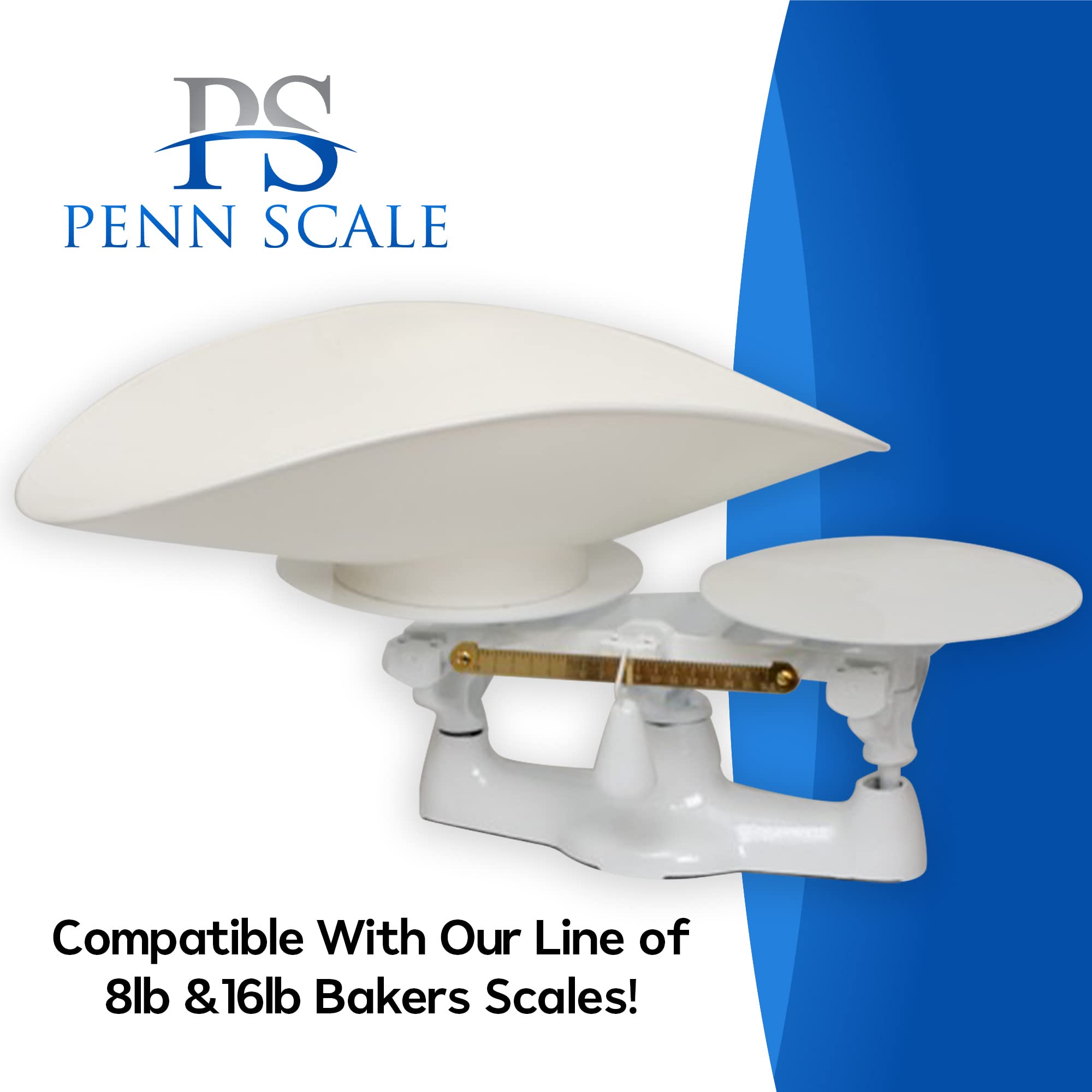 Penn Scale Usa-Made Plastic Footed Bakers Scale Scoop For Weighing (11'' X 21'' X 6'') - White Footed Plastic Scoop Made With Fo