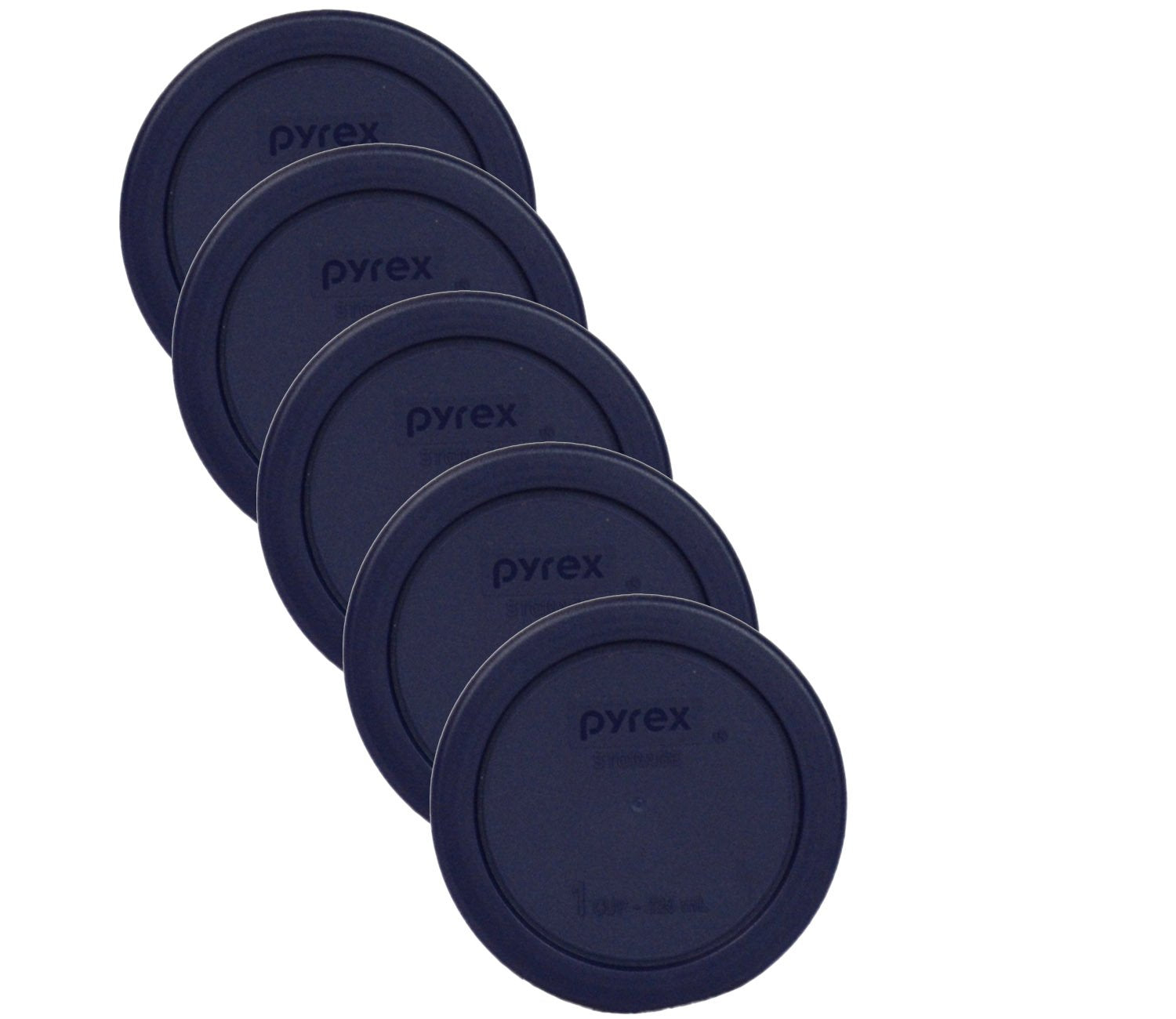 Pyrex Bundle - 5 Items: 7202-PC 1-Cup Dark Blue Plastic Food Storage Lids