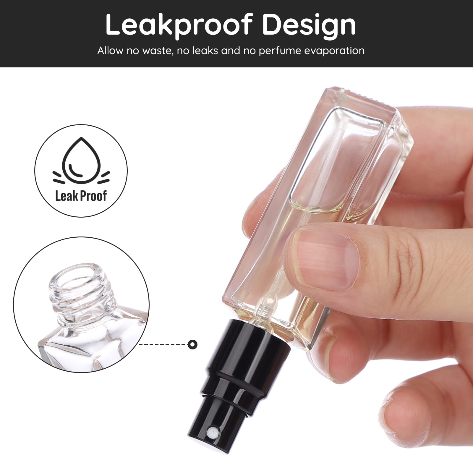 Segbeauty Mini Perfume Spray Bottles, 5 Set Of 10Ml Clear Glass Travel Perfume Atomizer Refillable, Empty Tiny Sprayer Fragrance