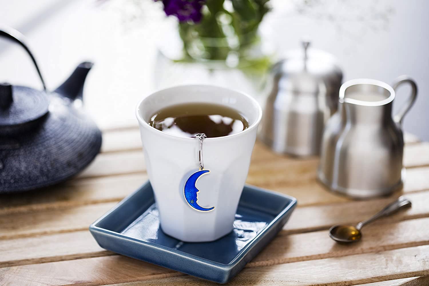 NSTaygate Tea Infuser Set - Gold Plated Stainless Steel Moon Star Design, 2pcs Loose Tea Strainers, Perfect Gift for Women