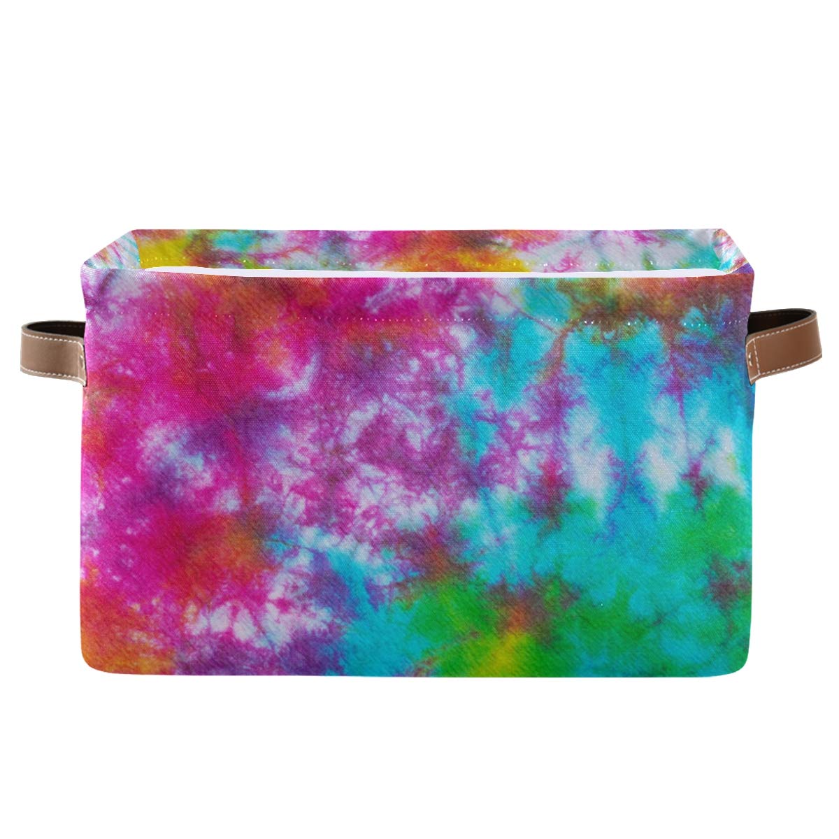 Keepreal Colorful Tie Dye Pattern Storage Basket Bin, Large Cube Storage Box Canvas Collapsible Storage Organizer For Home Offic