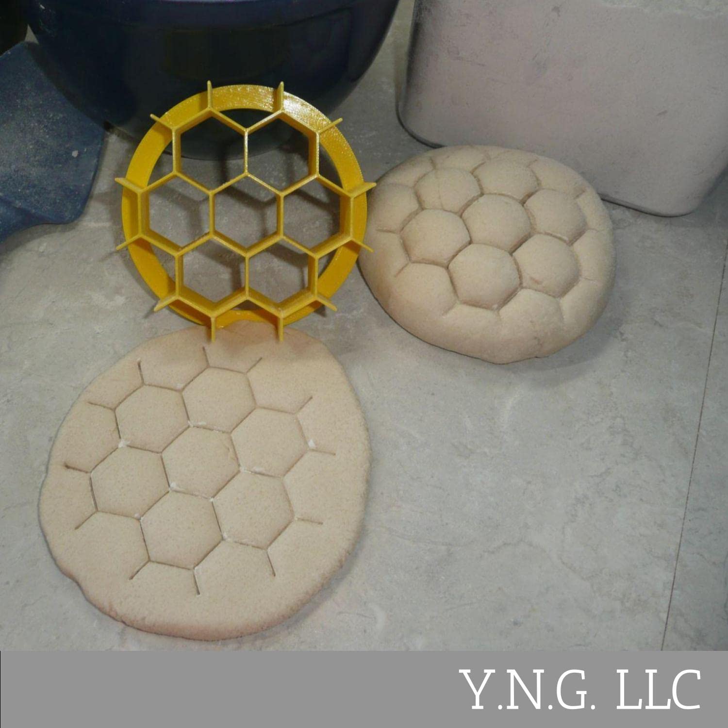 Yngllc Honeycomb Design Pattern Concha Cutter Mexican Sweet Bread Stamp Made In Usa Pr4626, Yellow