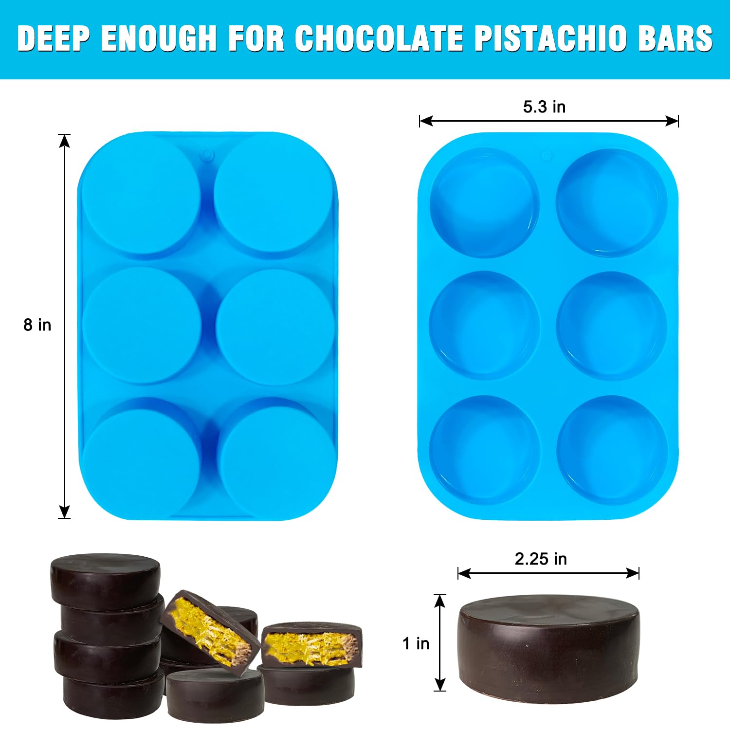 Walfos Silicone Oreo Cookie Mold Set of 4 - Non-Stick Food Grade, Blue/Green, Perfect for Cookies, Candy, Soap, Cupcakes, Pudding, Jello
