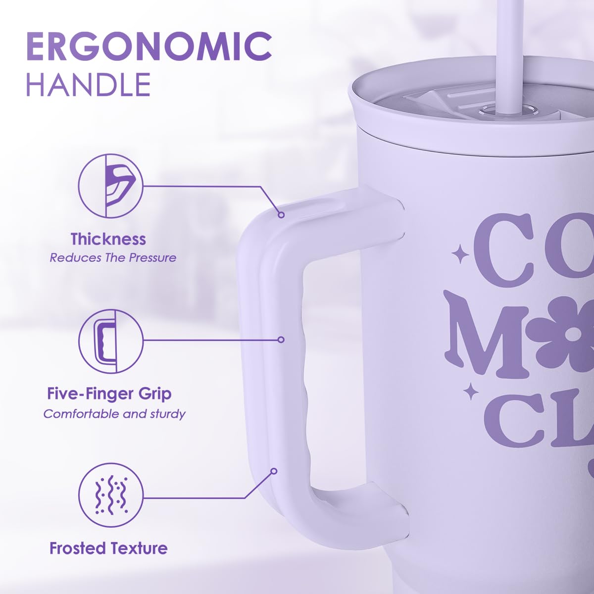 Gift for Mom - Cool Mom Club Stainless Steel Tumbler with Handle, Travel Coffee Mug for Moms - Gifts for Birthday Christmas Moth