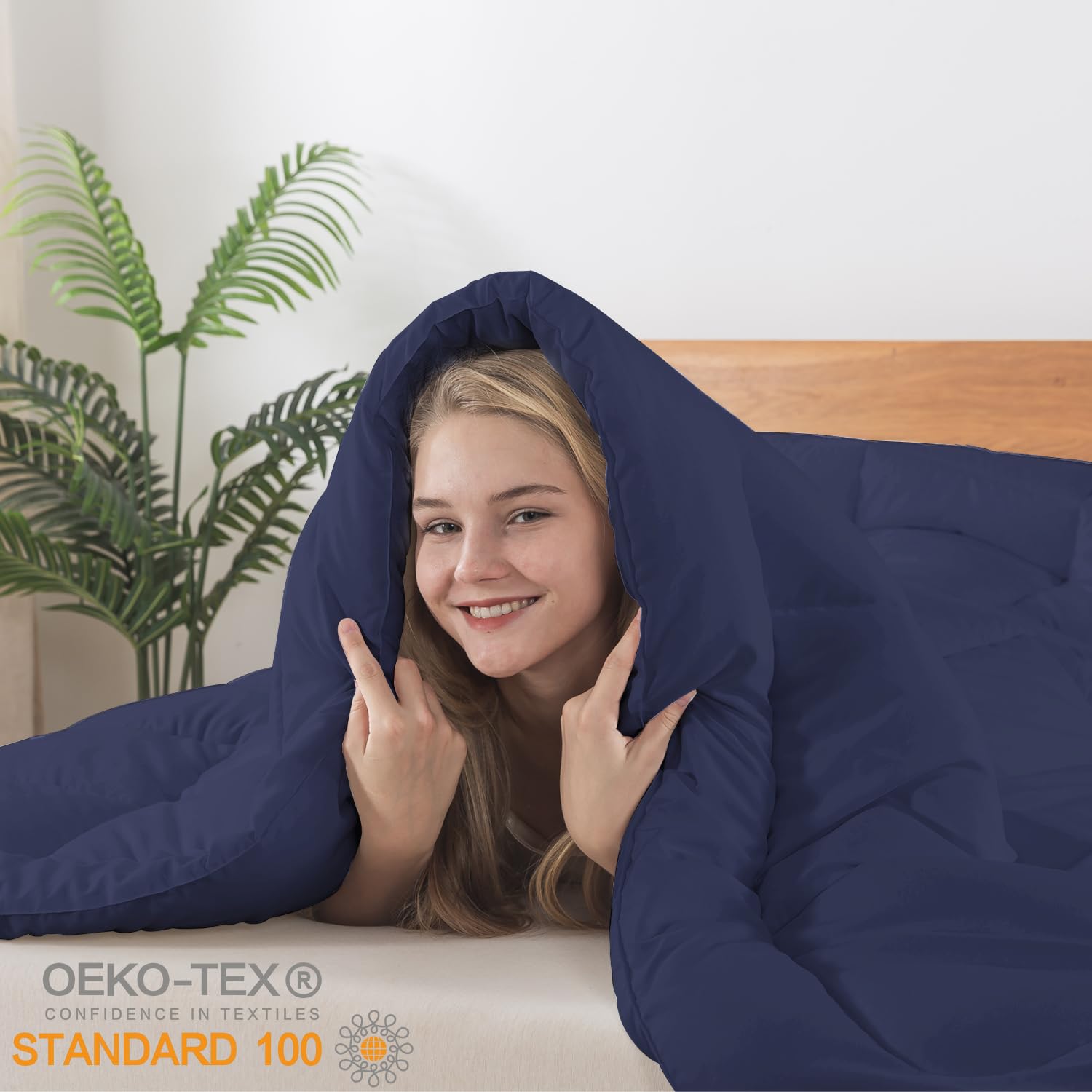 Bedtreat Down Alternative Comforter With Corner Tabs - All Season Quilted King Size 240 Gsm Blue Comforter, Machine Washable Mic