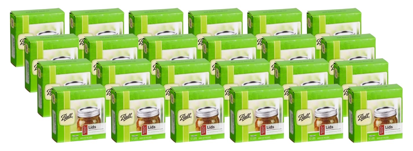 Ball Regular Mouth Lids For Glass Mason Jars, Used For Canning, Pickling, Juice, Jam, Jelly 12-Count, Pack Of 24 (288-Lids Total