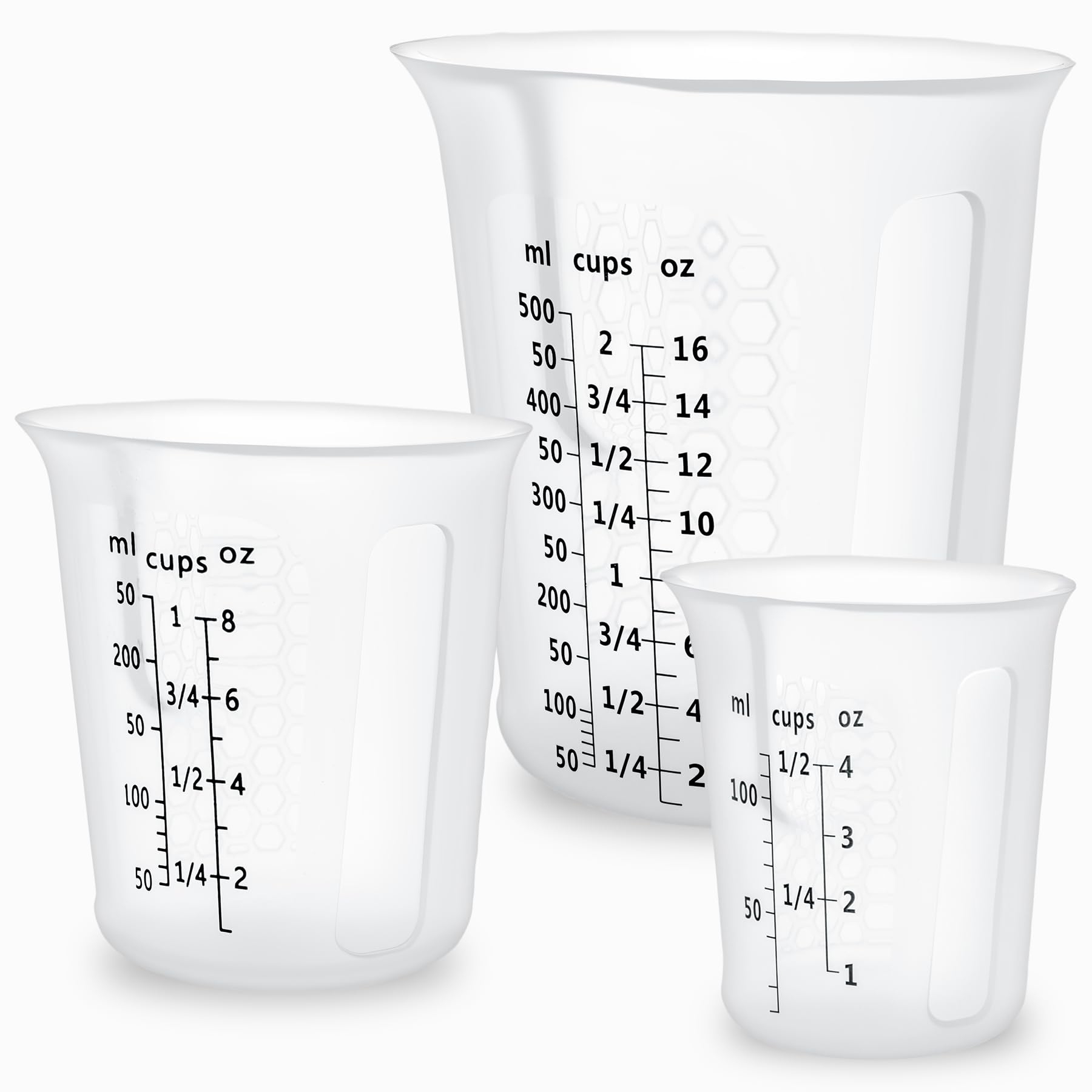 SWIGRANCE Silicone Measuring Cups Set 125ml + 250ml + 500ml for Cooking Reusable Baking Supplies Silicone Flexible Melting Measu