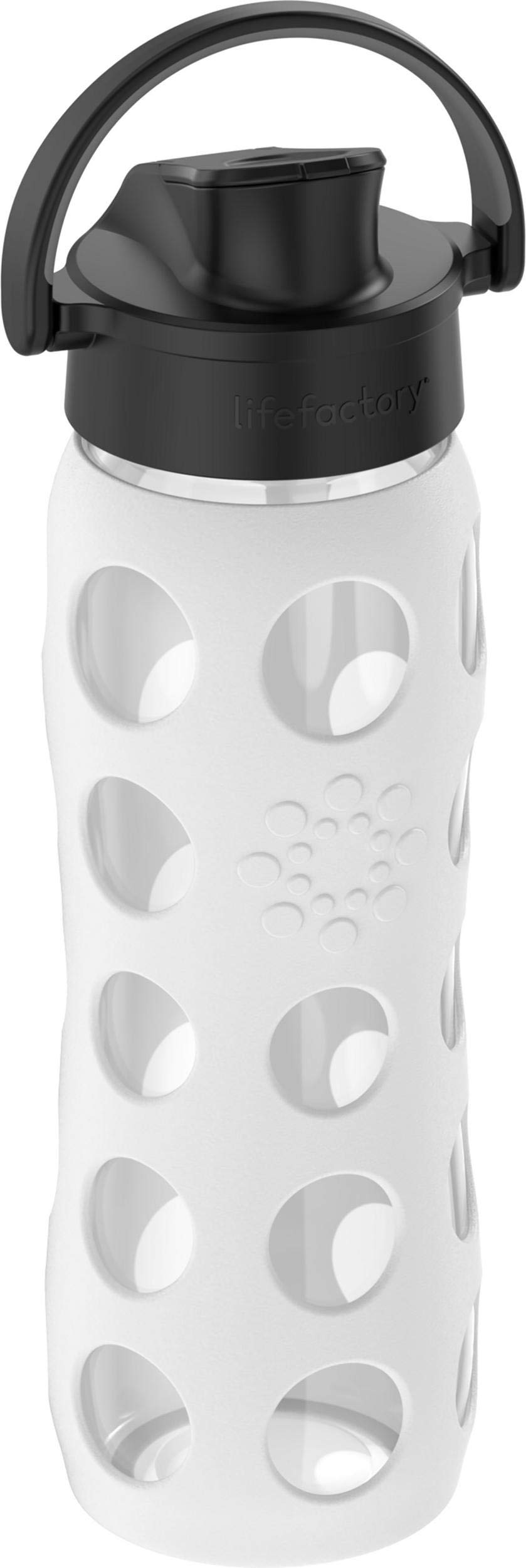 Lifefactory 22-Ounce Glass Water Bottle with Active Flip Cap, Optic White
